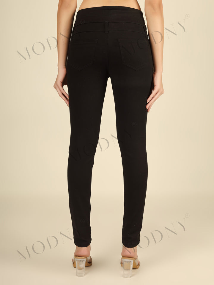 The Corset-Waist Black Skinny Denim Jeans