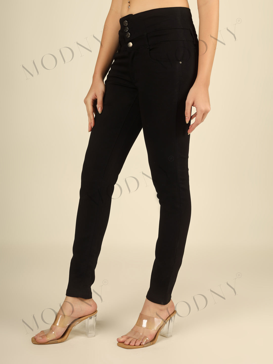 The Corset-Waist Black Skinny Denim Jeans