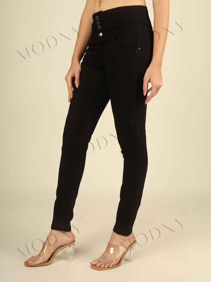 The Corset-Waist Black Skinny Denim Jeans