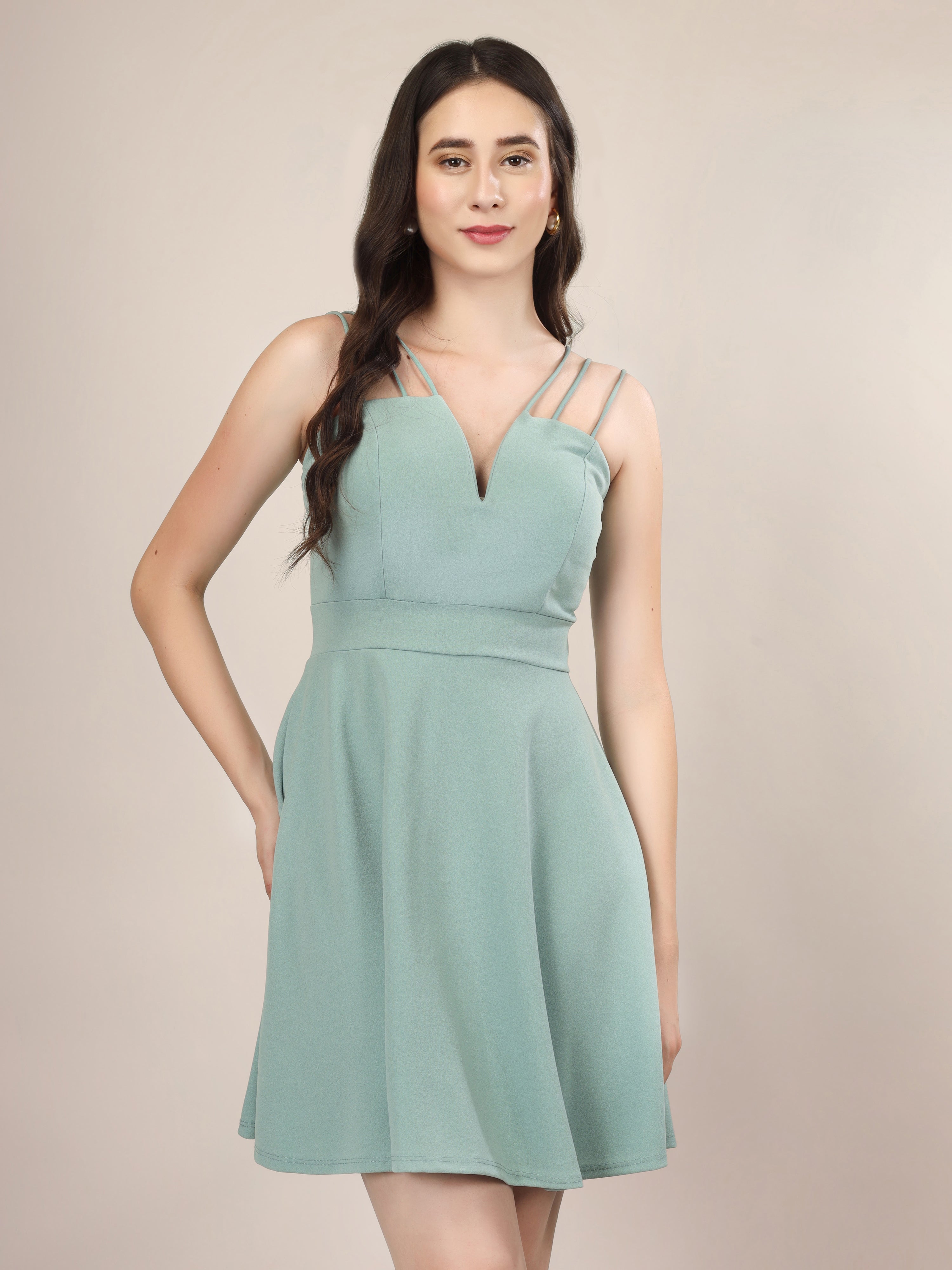 SEAFOAM STRAPPY MINI DRESS