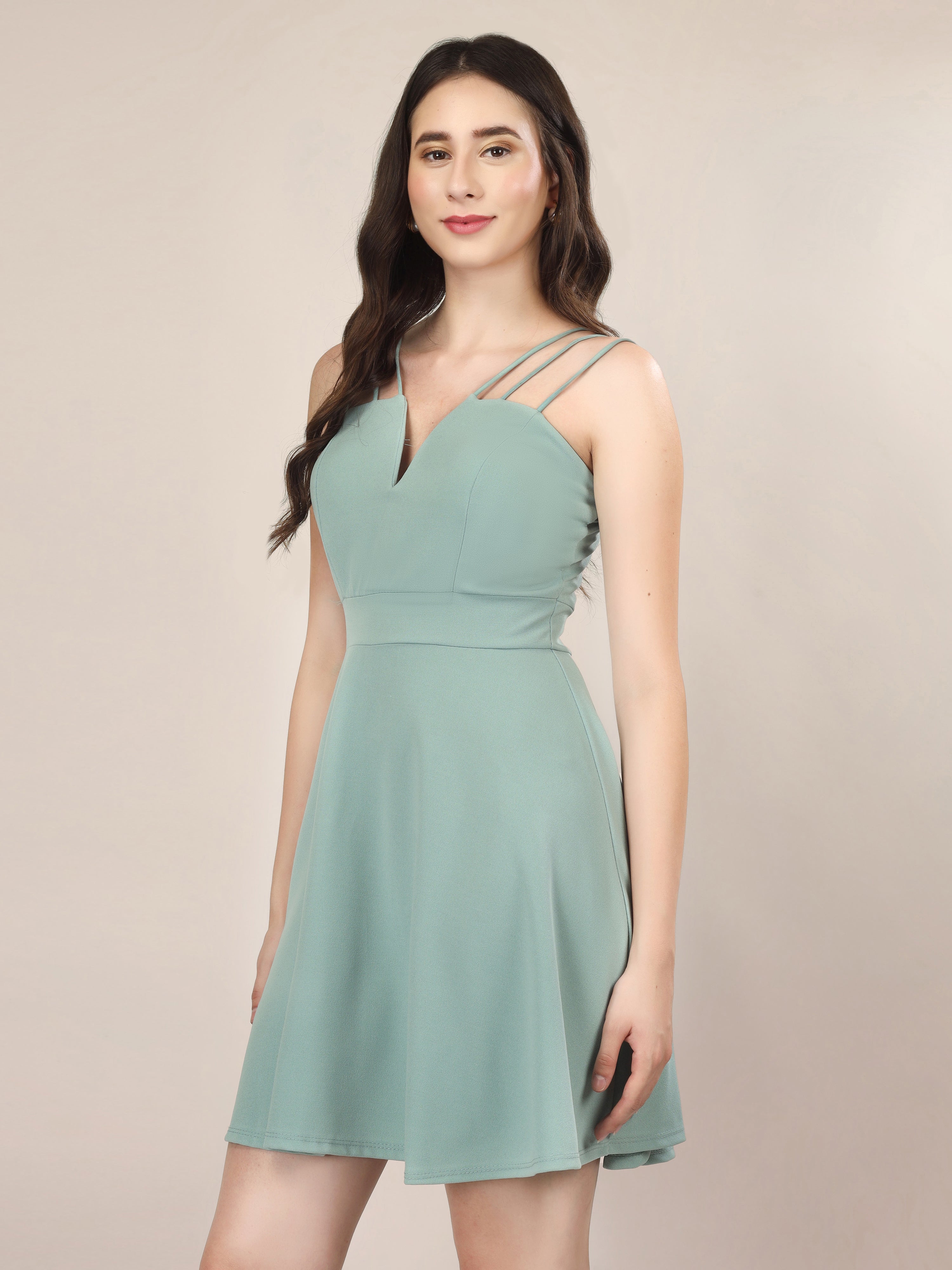 SEAFOAM STRAPPY MINI DRESS