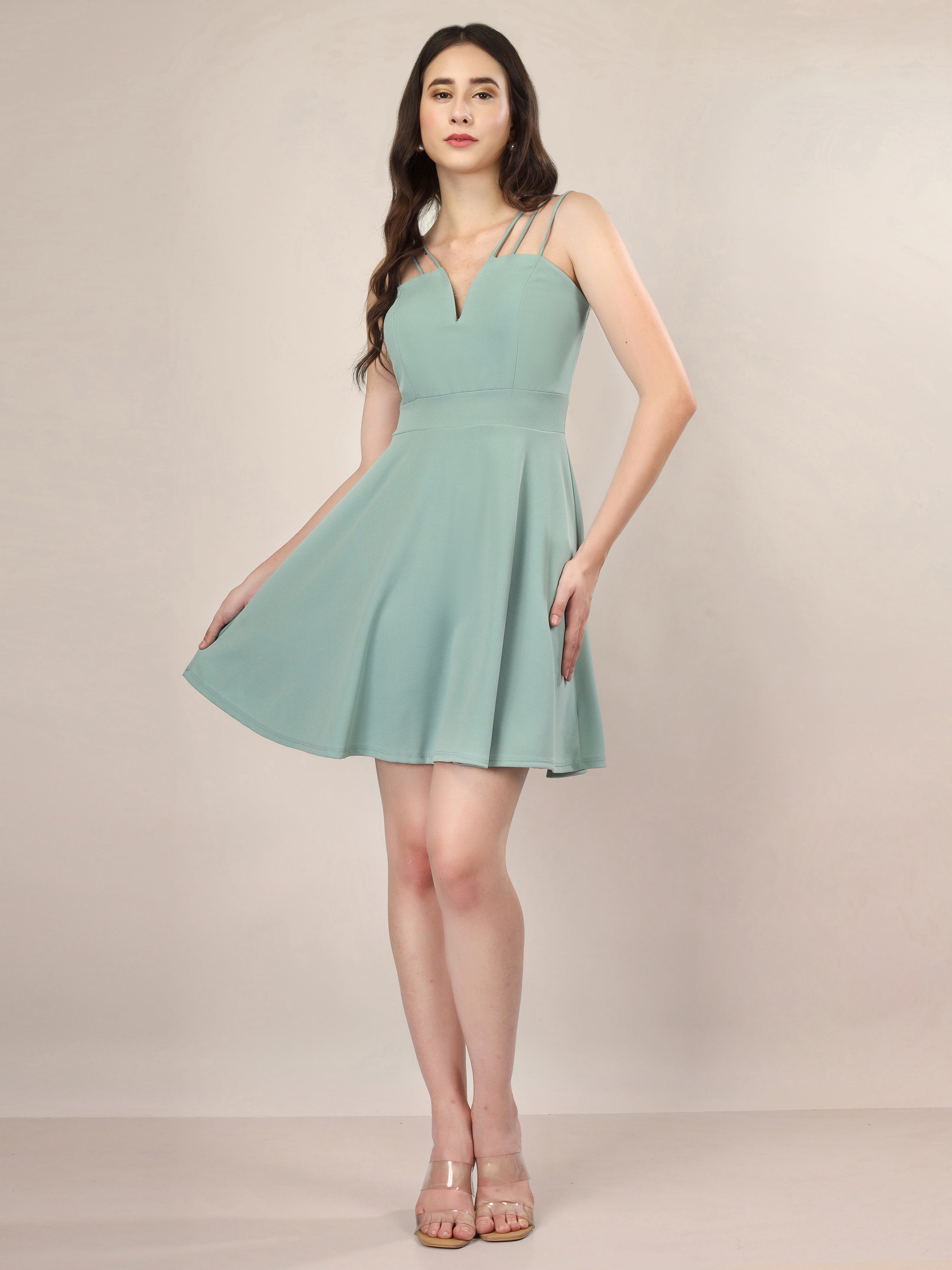 SEAFOAM STRAPPY MINI DRESS