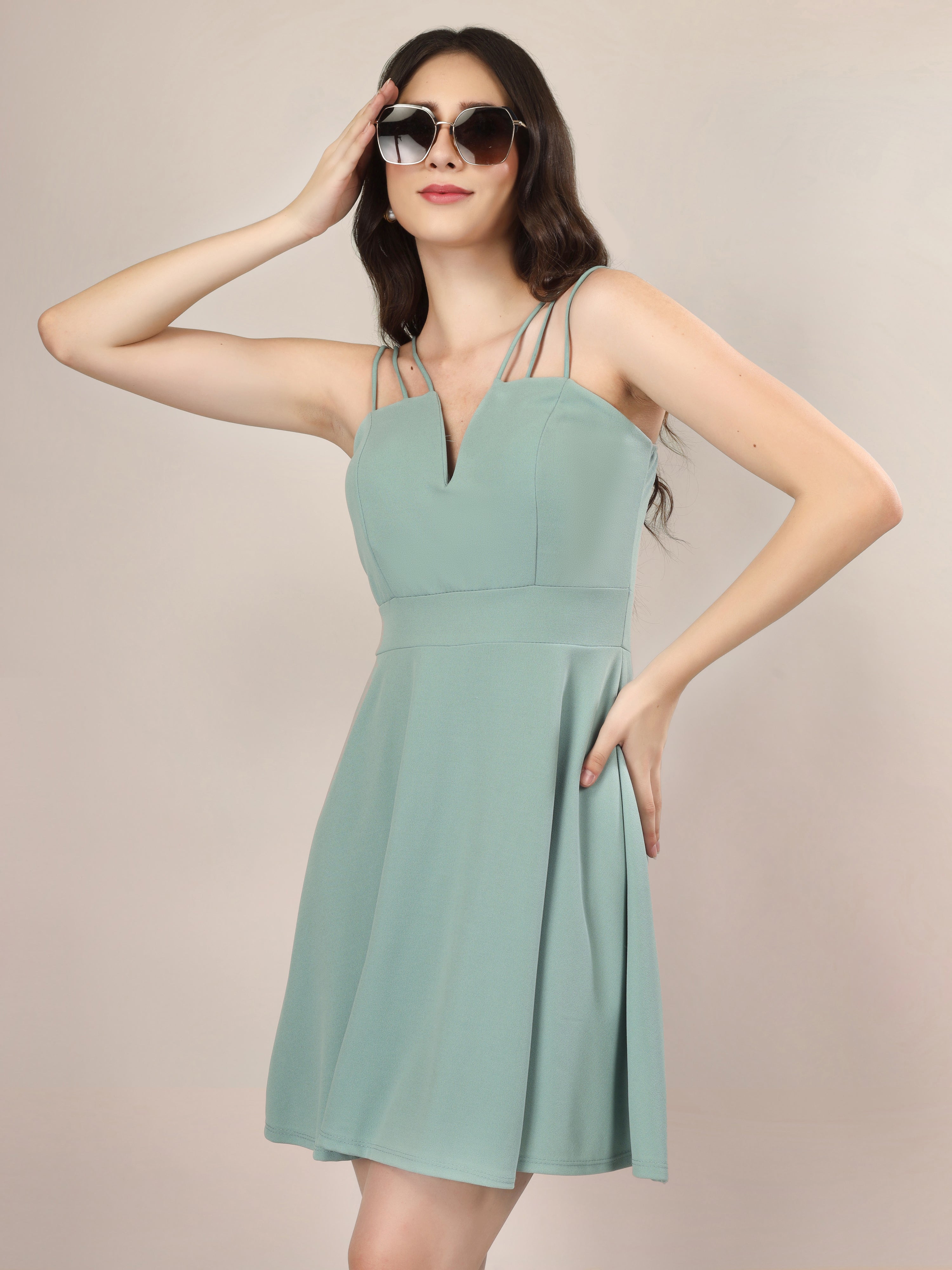 SEAFOAM STRAPPY MINI DRESS