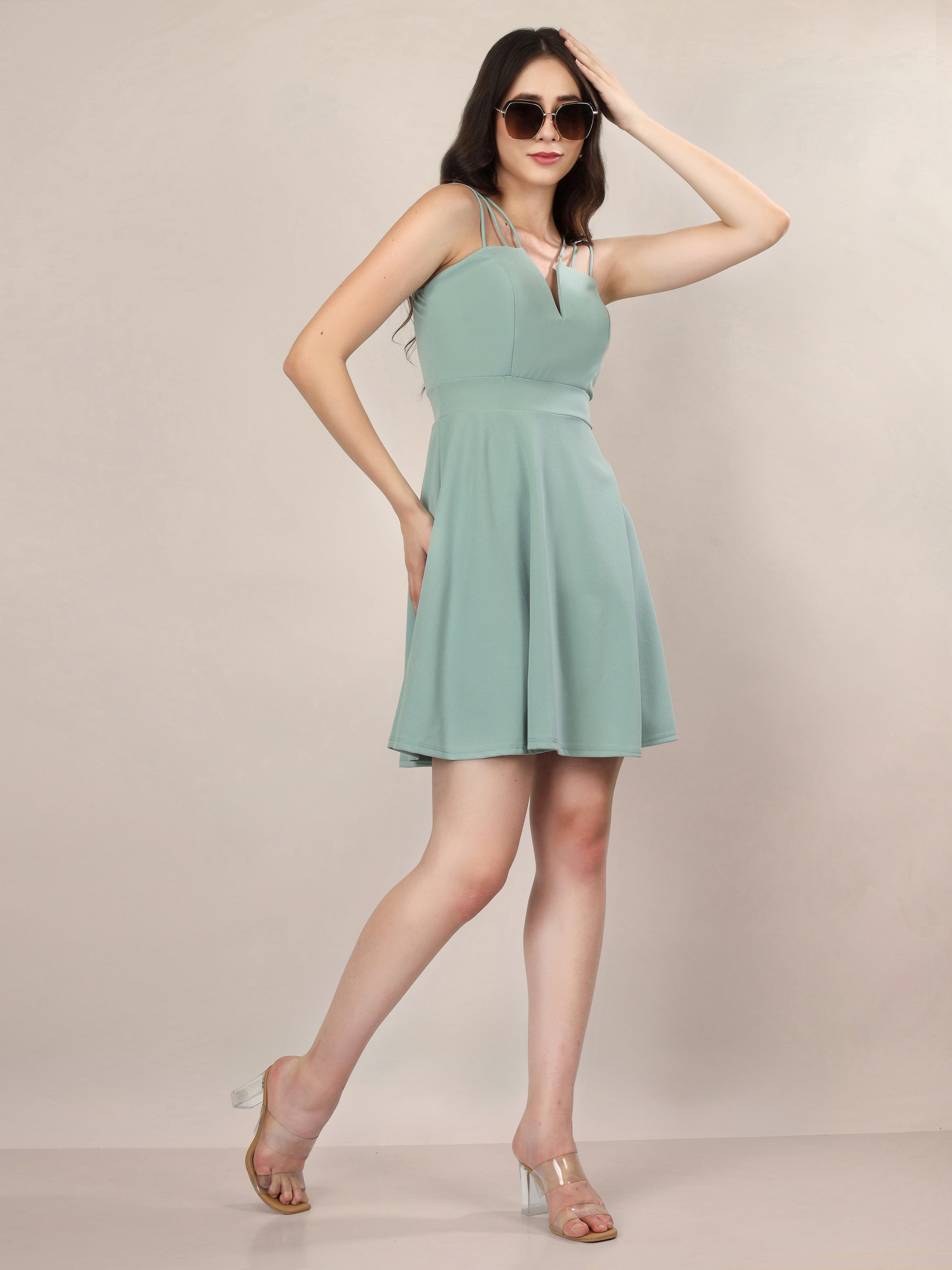 SEAFOAM STRAPPY MINI DRESS
