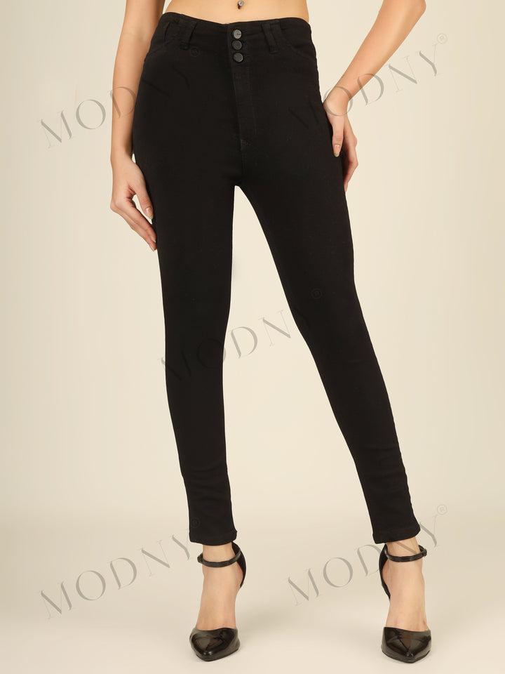 The Eclipse Trio Black Plain Denim Jeans