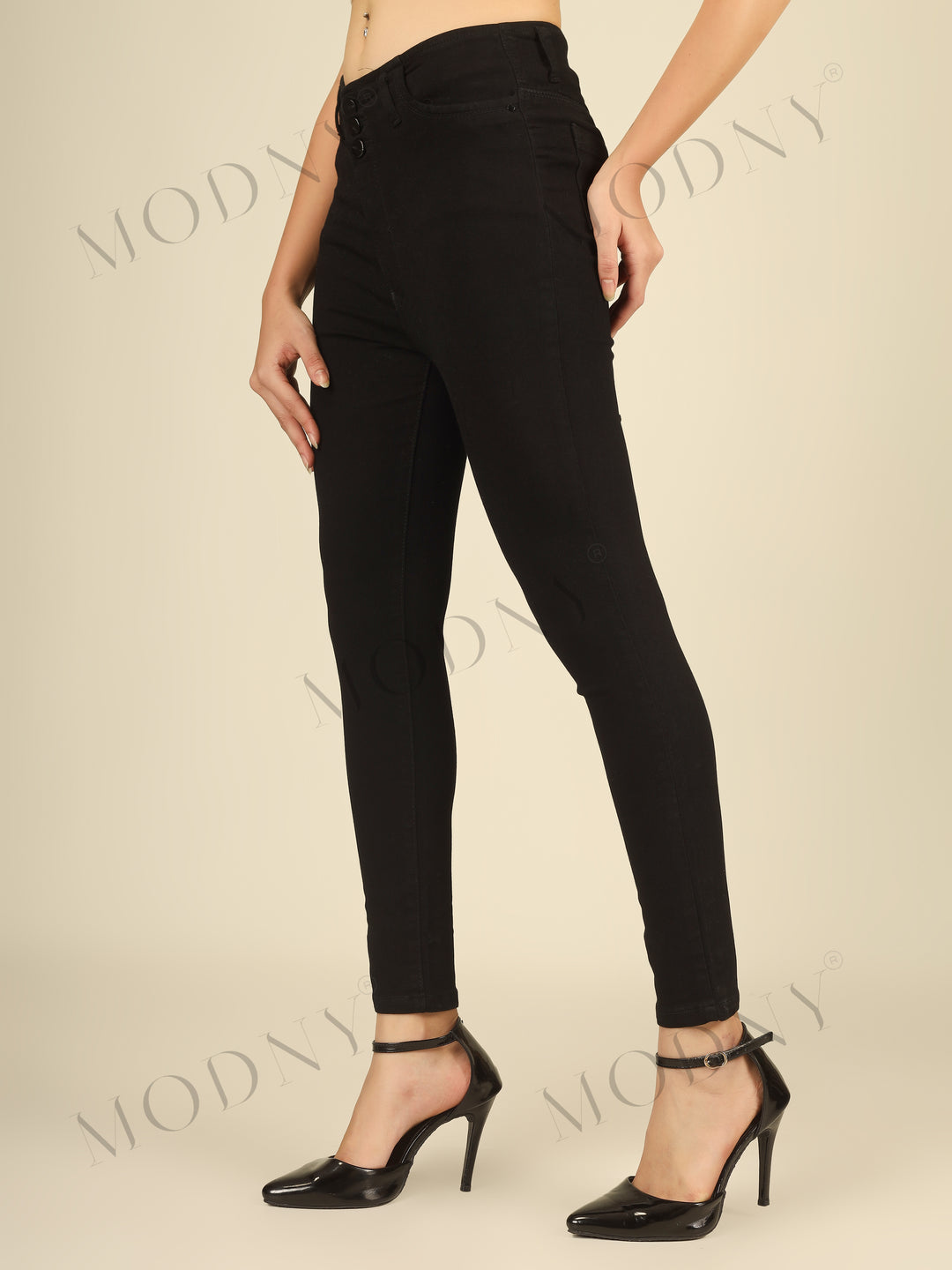 The Eclipse Trio Black Plain Denim Jeans