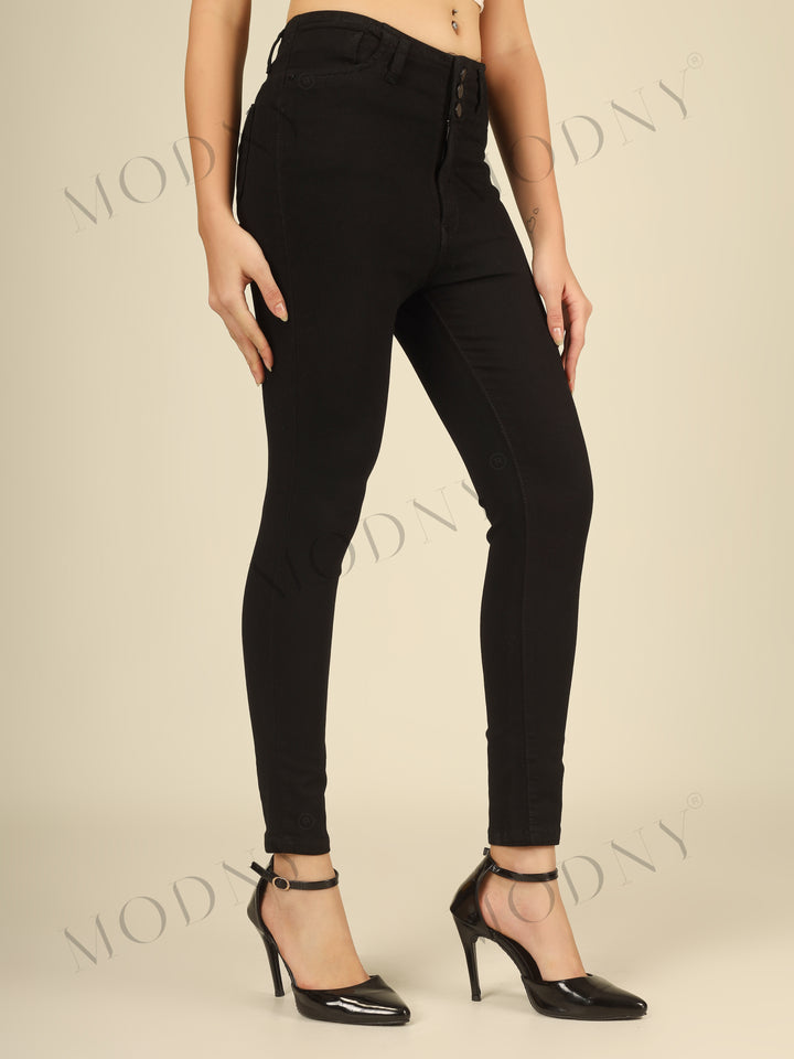 The Eclipse Trio Black Plain Denim Jeans