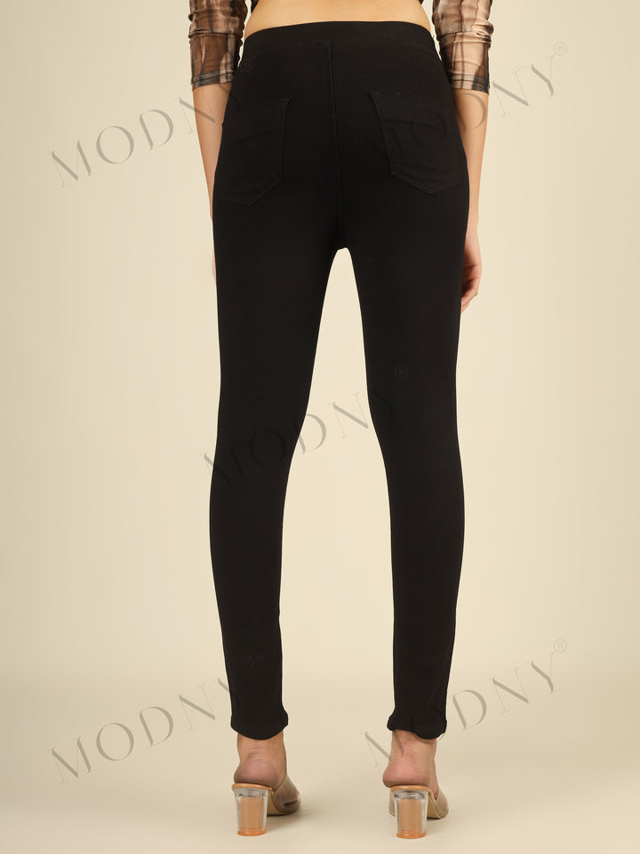 Double Take Plain High-Rise Denim Jeans Black