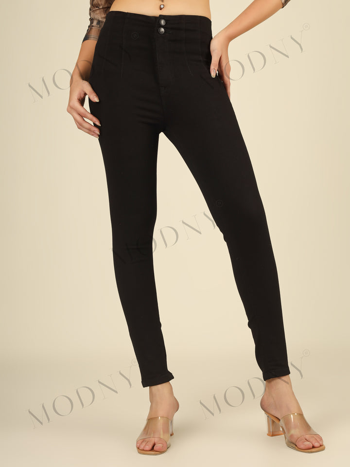 Double Take Plain High-Rise Denim Jeans Black