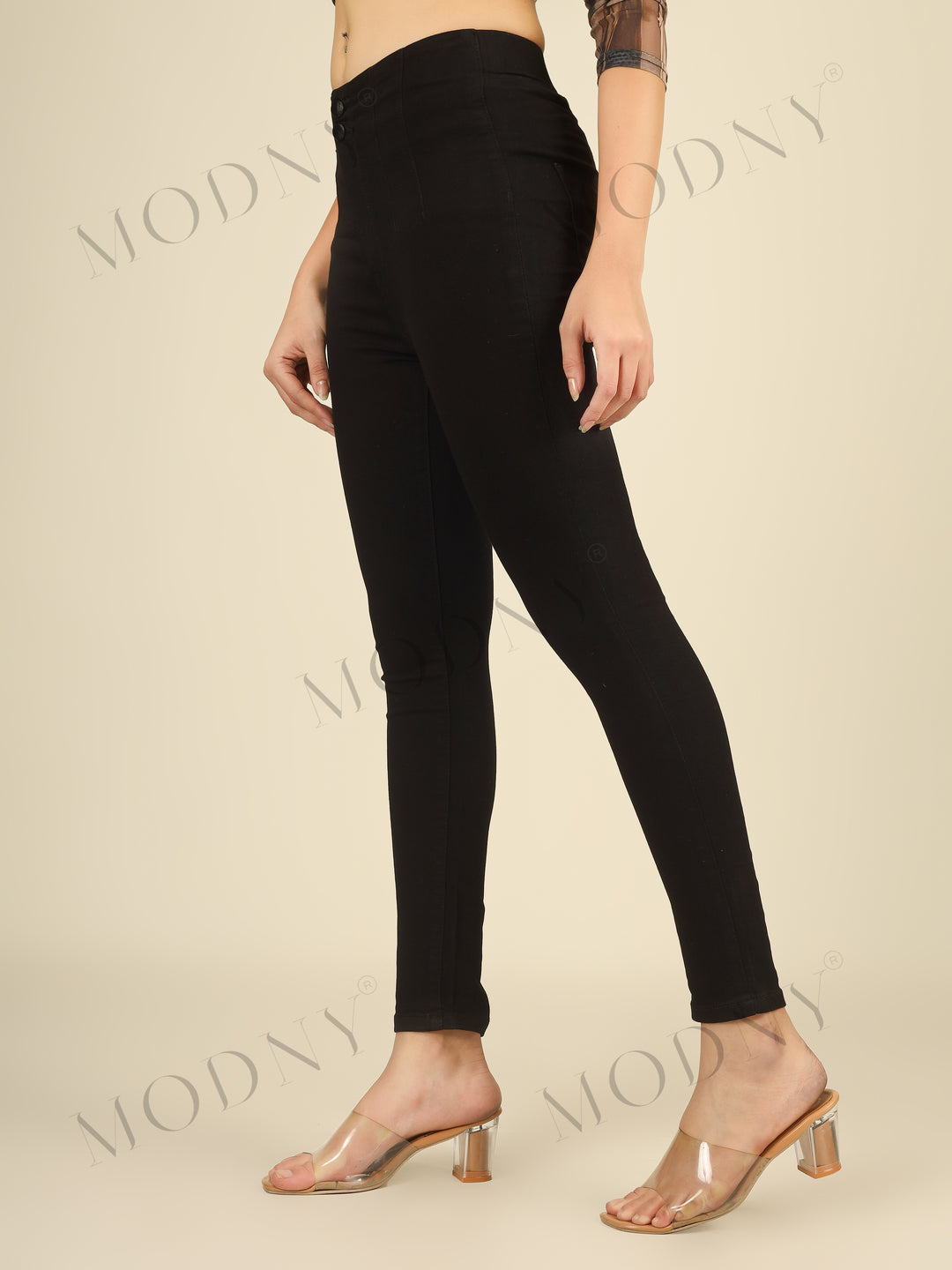 Double Take Plain High-Rise Denim Jeans Black