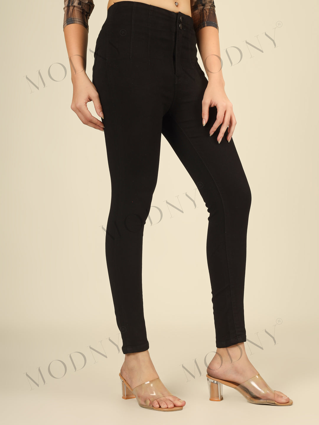 Double Take Plain High-Rise Denim Jeans Black