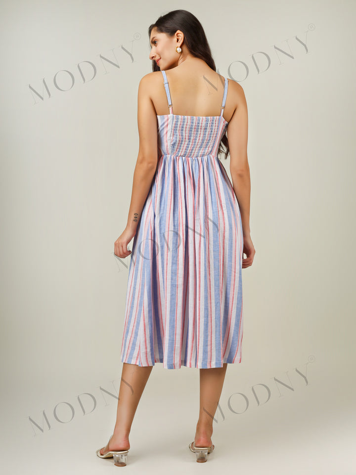 THE RIVIERA STRAPPY MIDI DRESS