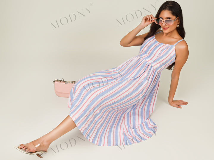 THE RIVIERA STRAPPY MIDI DRESS