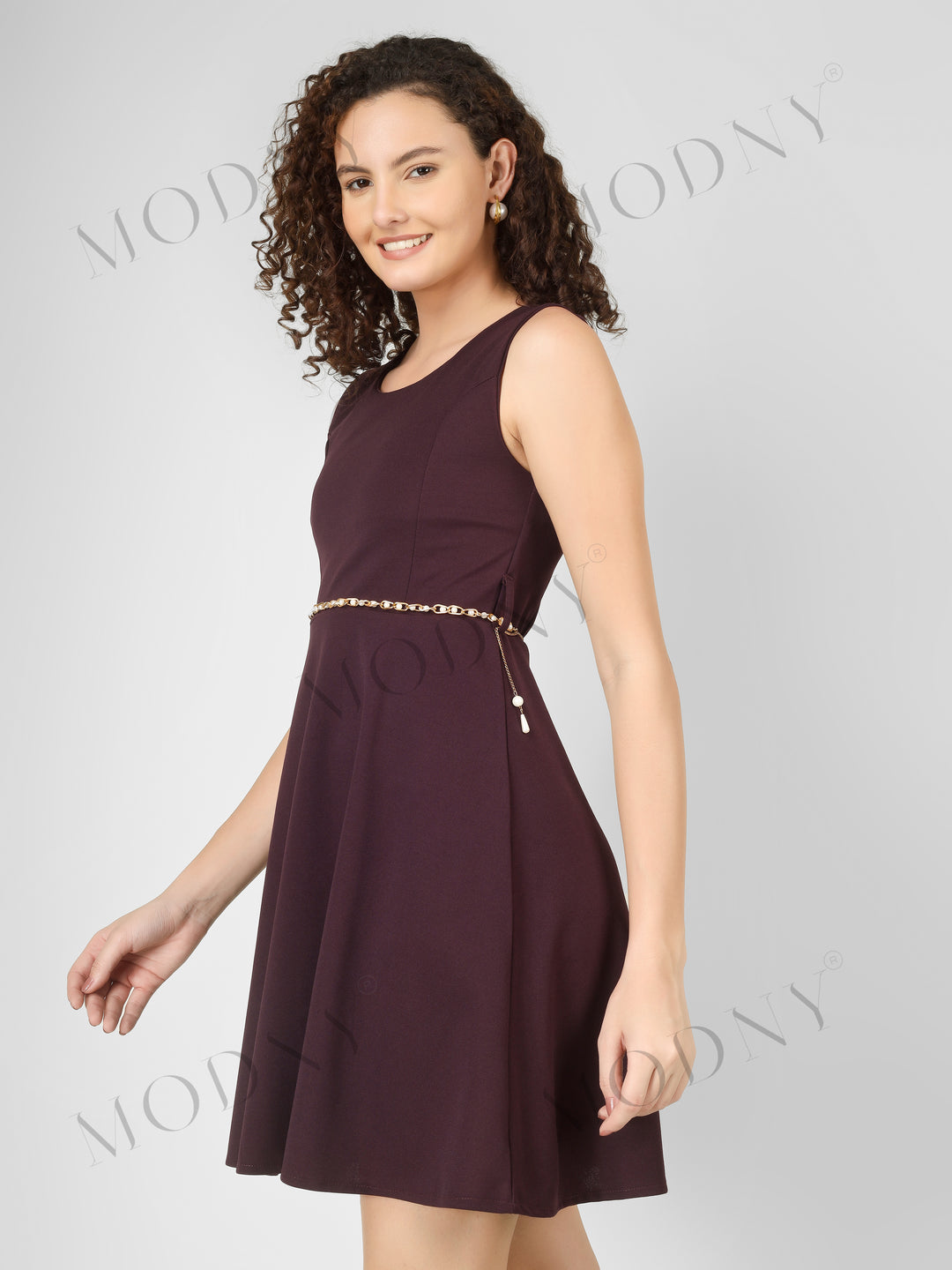 PEARL BELTED MINI DRESS