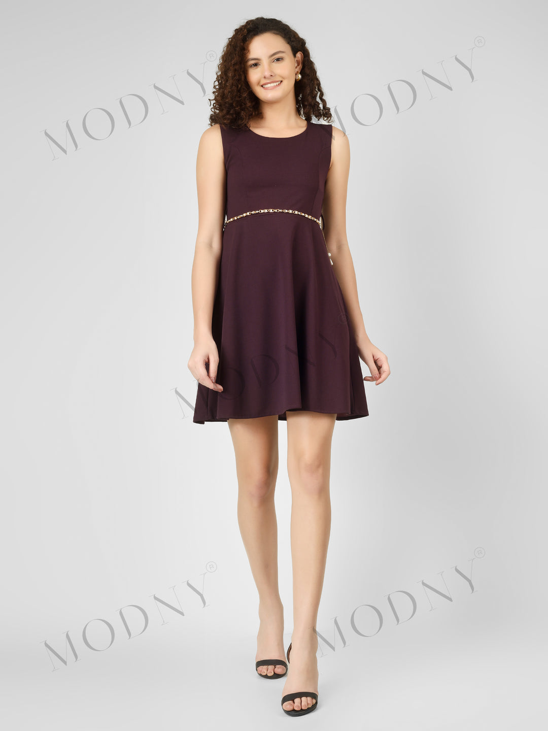 PEARL BELTED MINI DRESS