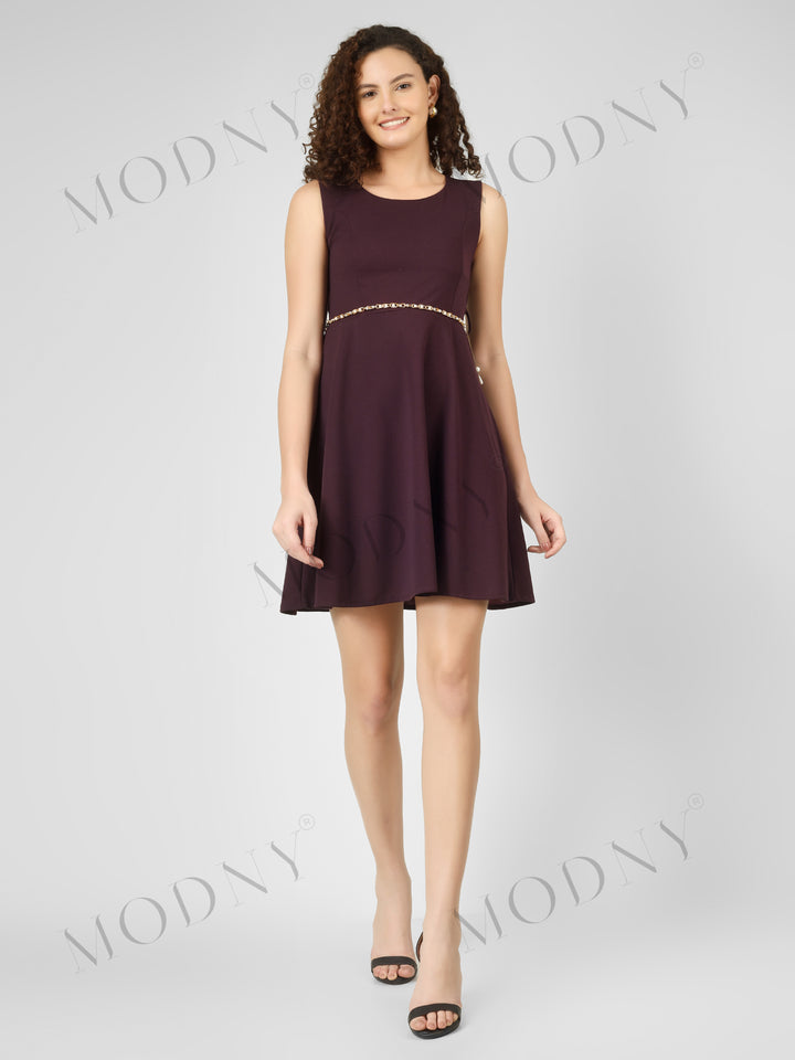 PEARL BELTED MINI DRESS