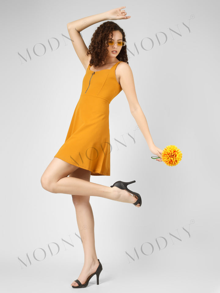 FRONT ZIPPER MINI DRESS