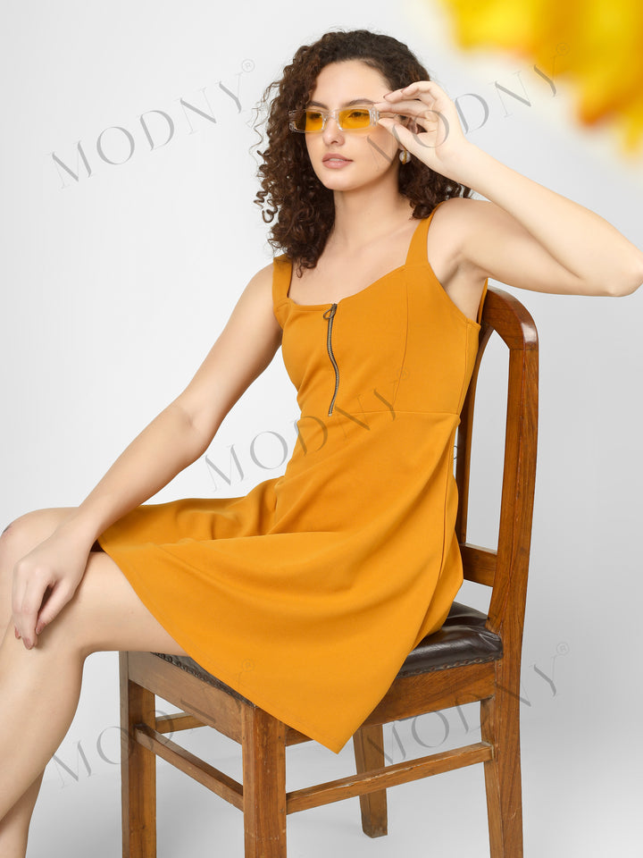 FRONT ZIPPER MINI DRESS