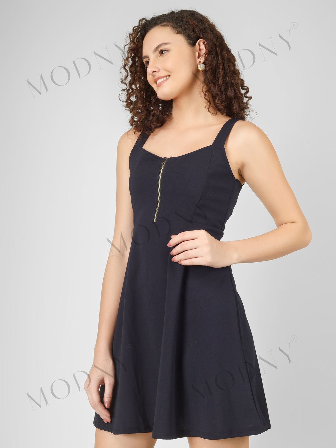 FRONT ZIPPER MINI DRESS