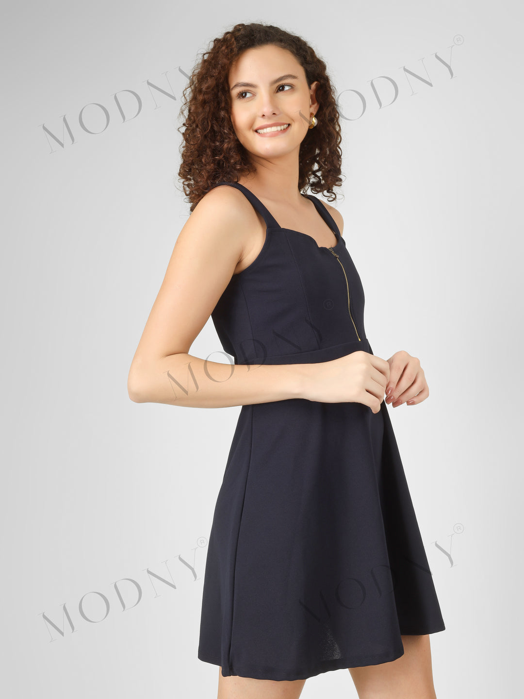 FRONT ZIPPER MINI DRESS