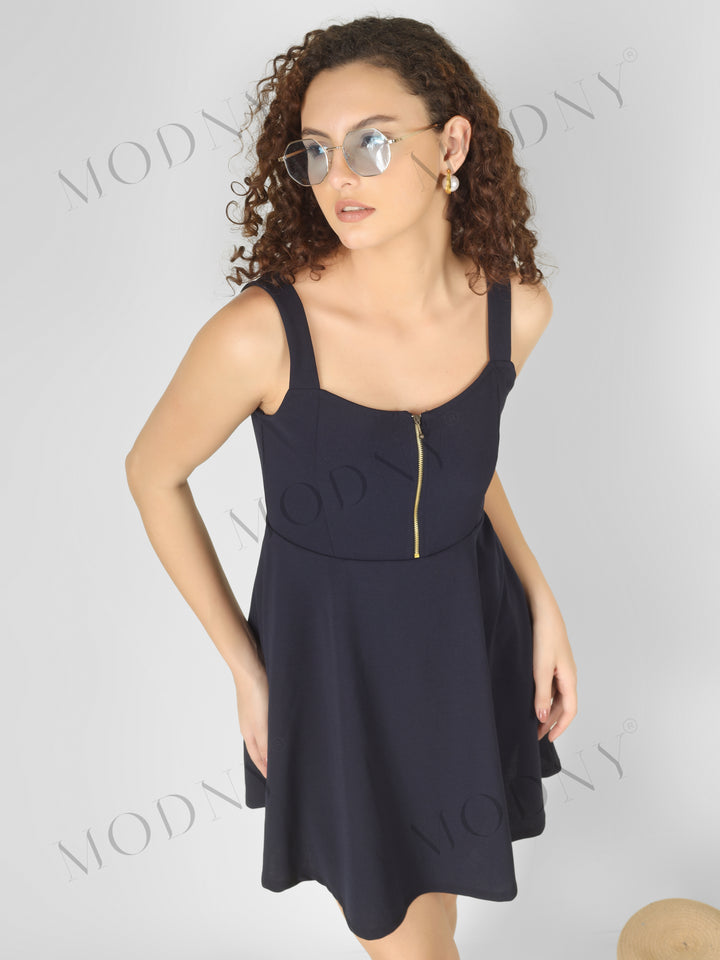 FRONT ZIPPER MINI DRESS