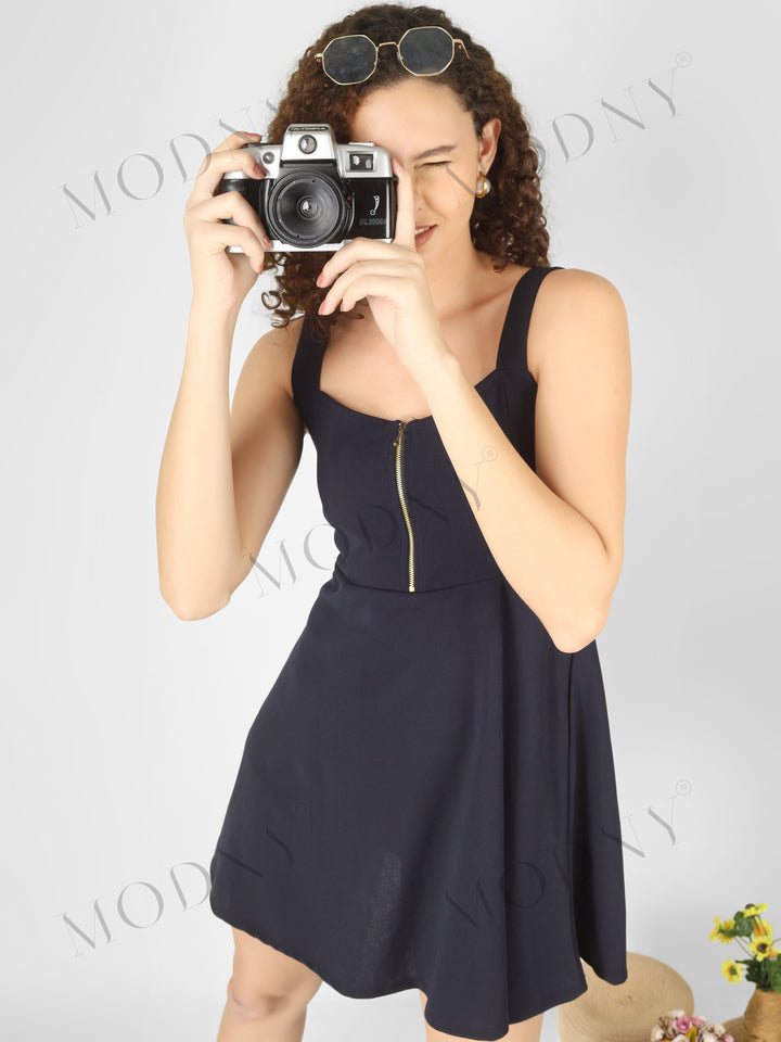 FRONT ZIPPER MINI DRESS