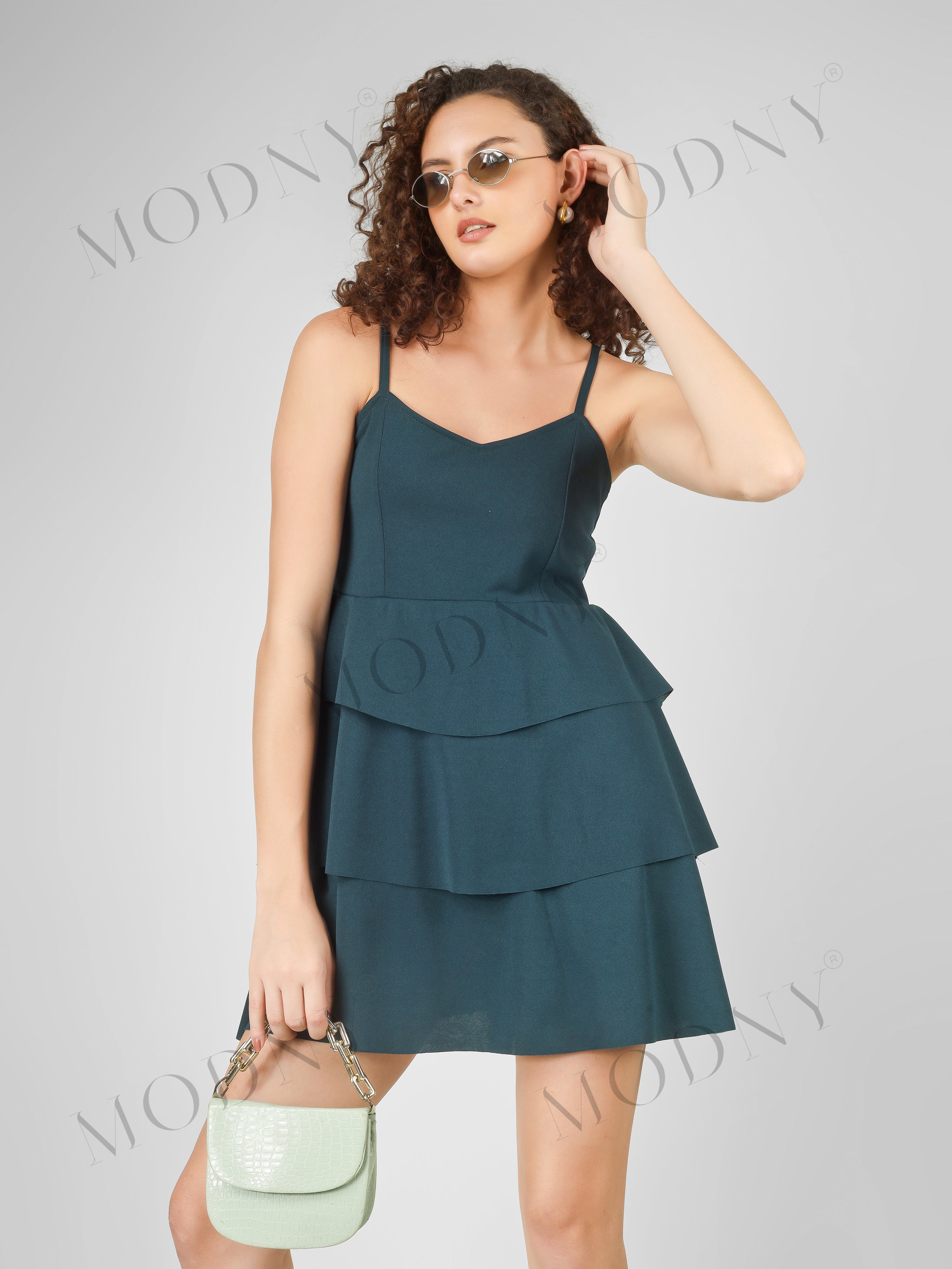 CASCADING TIER SPAGHETTI MINI DRESS