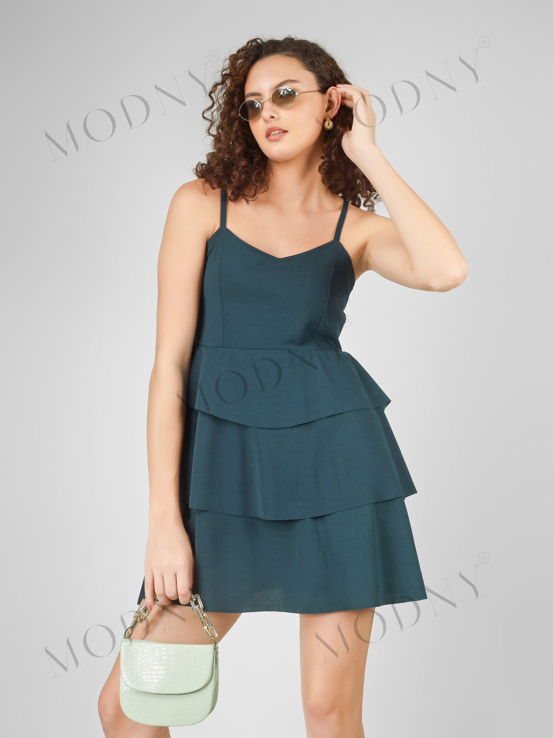 CASCADING TIER SPAGHETTI MINI DRESS