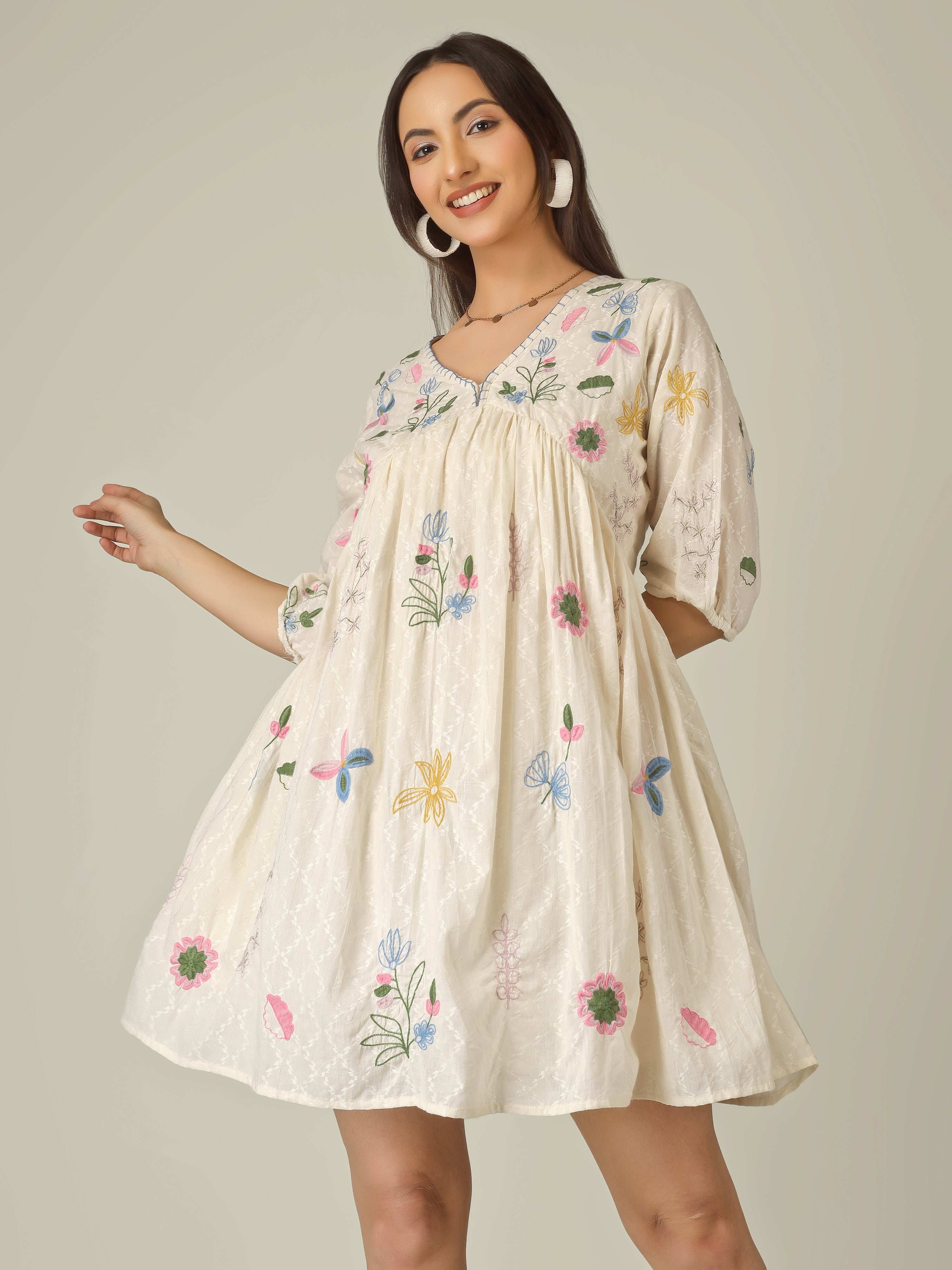 BOHO FLORAL PLEATED TUNIC