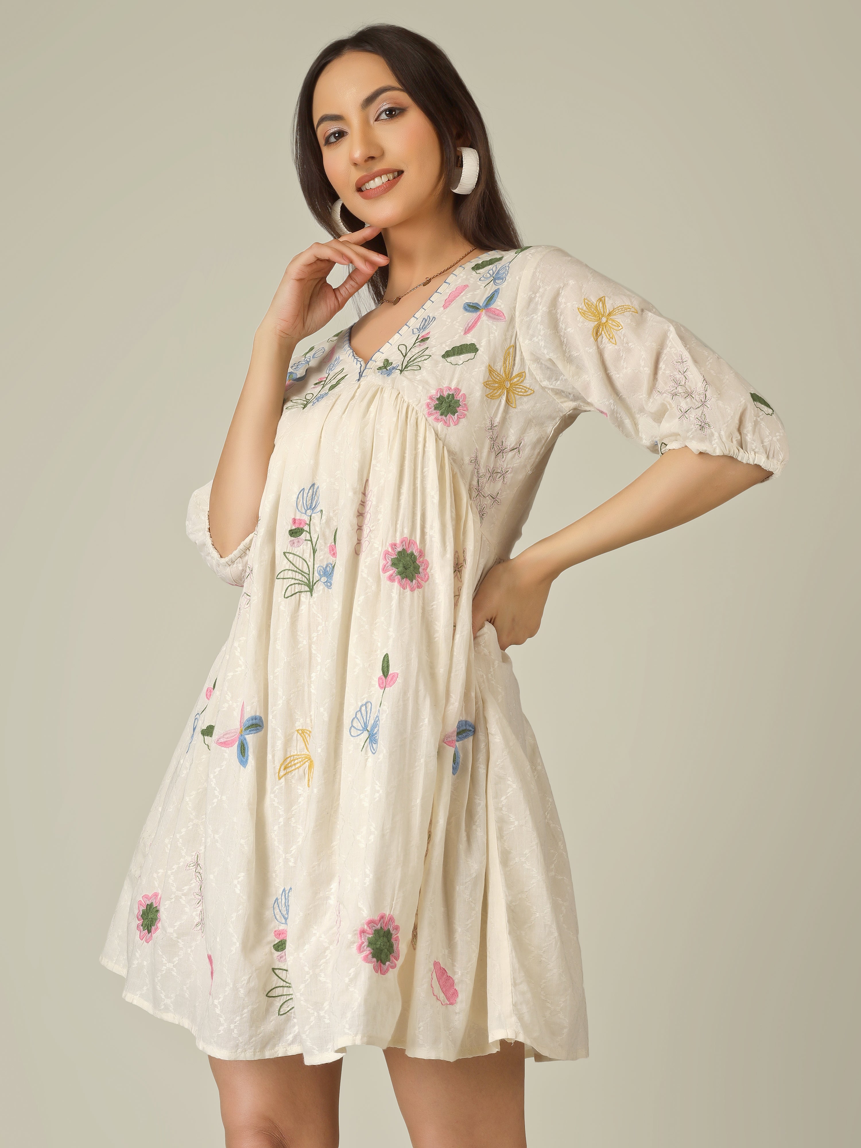 BOHO FLORAL PLEATED TUNIC