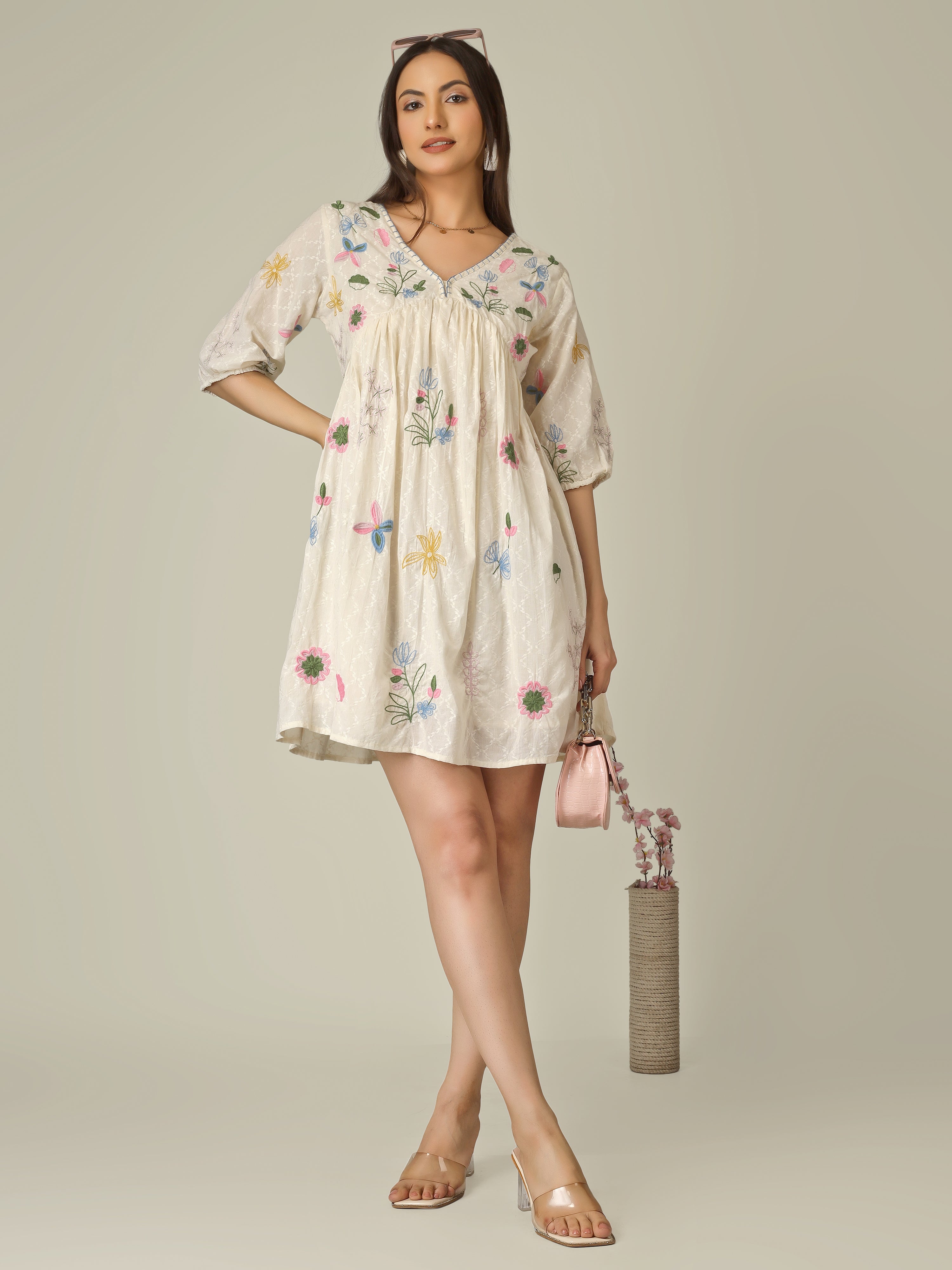 BOHO FLORAL PLEATED TUNIC