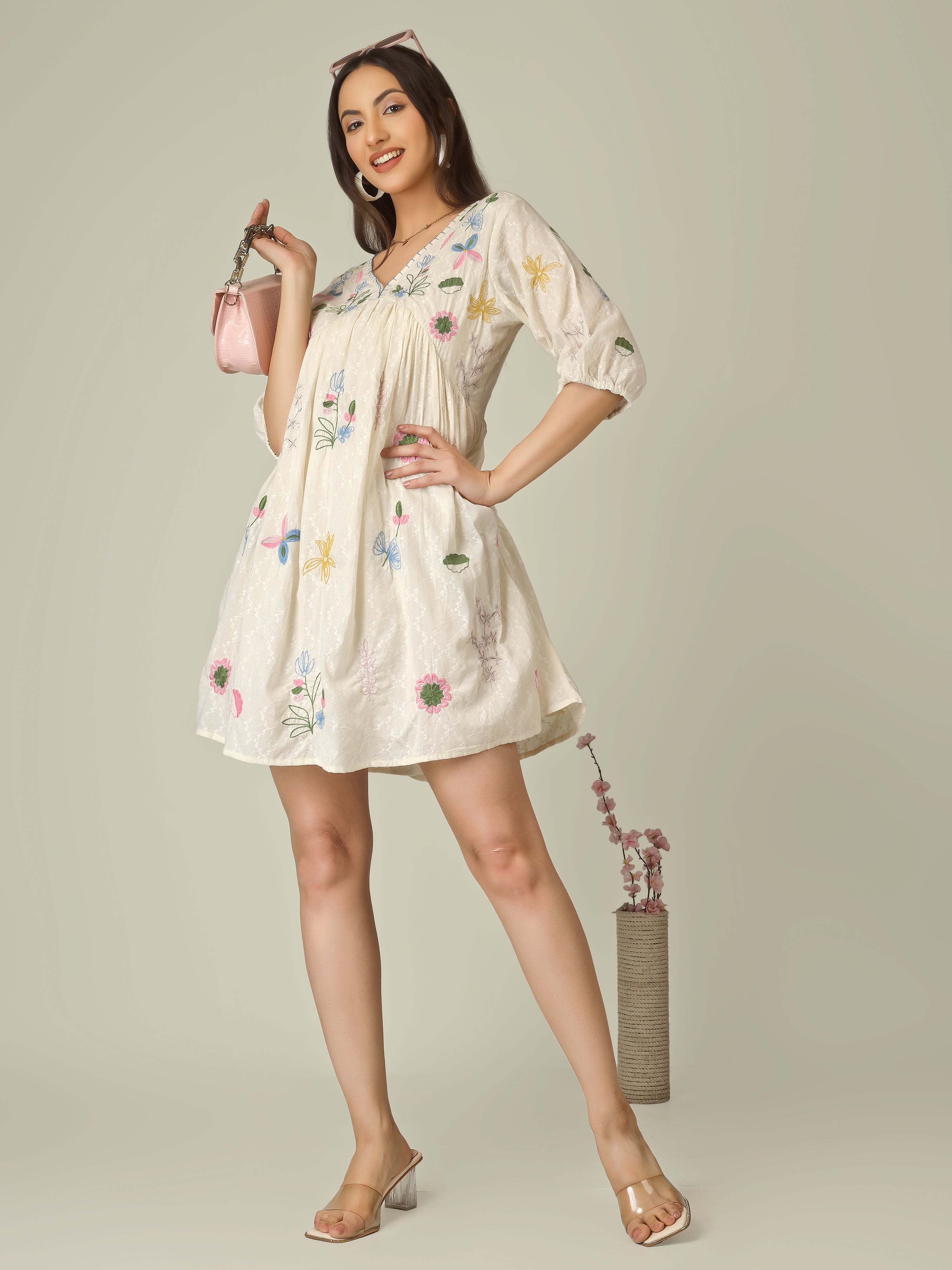 BOHO FLORAL PLEATED TUNIC