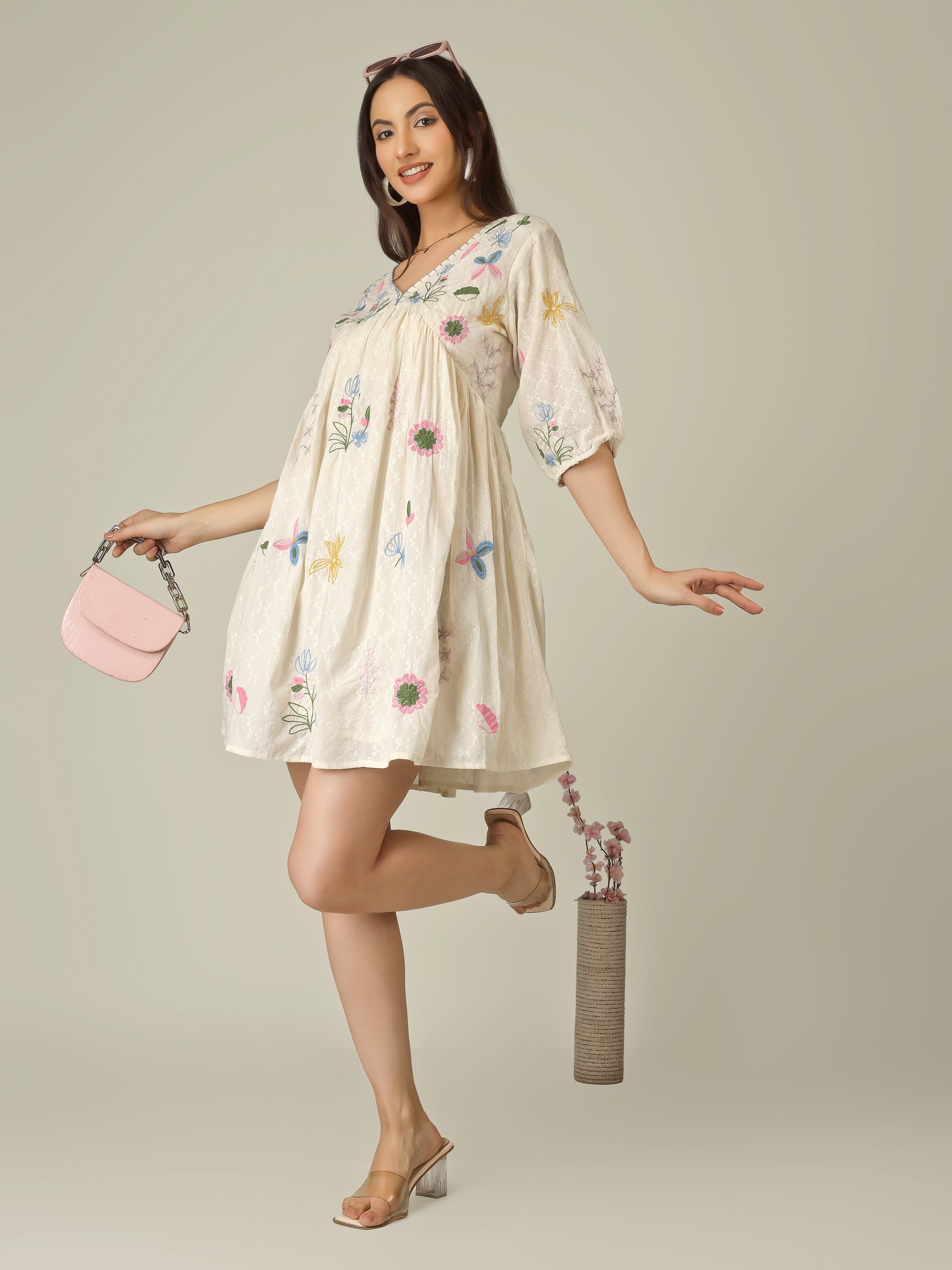 BOHO FLORAL PLEATED TUNIC