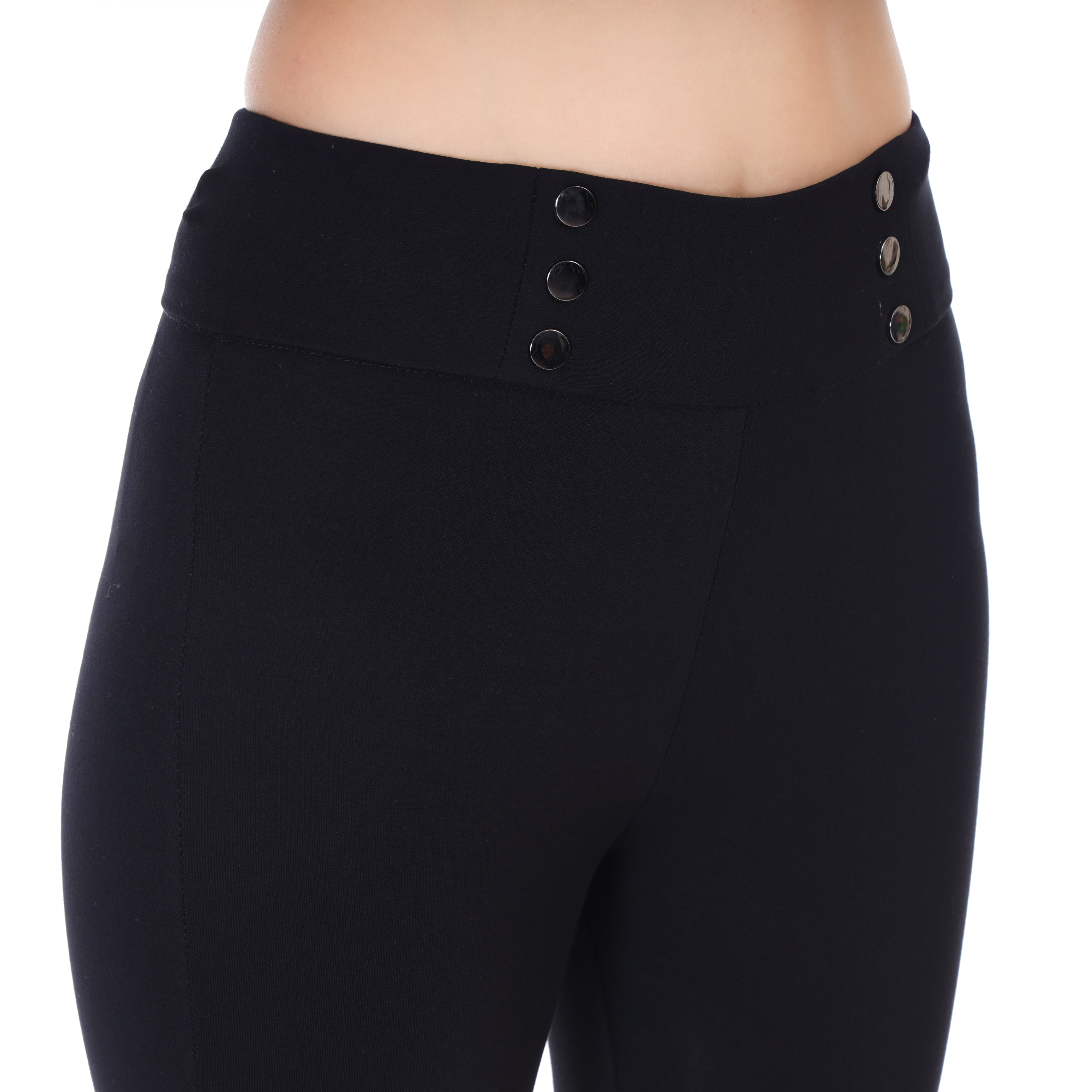BUTTONED GRACE BELTED BLACK JEGGING