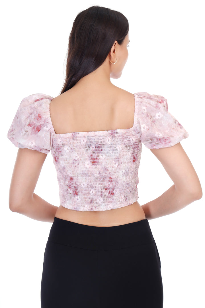 FLORAL PRINT CENTER ZIP CROP TOP
