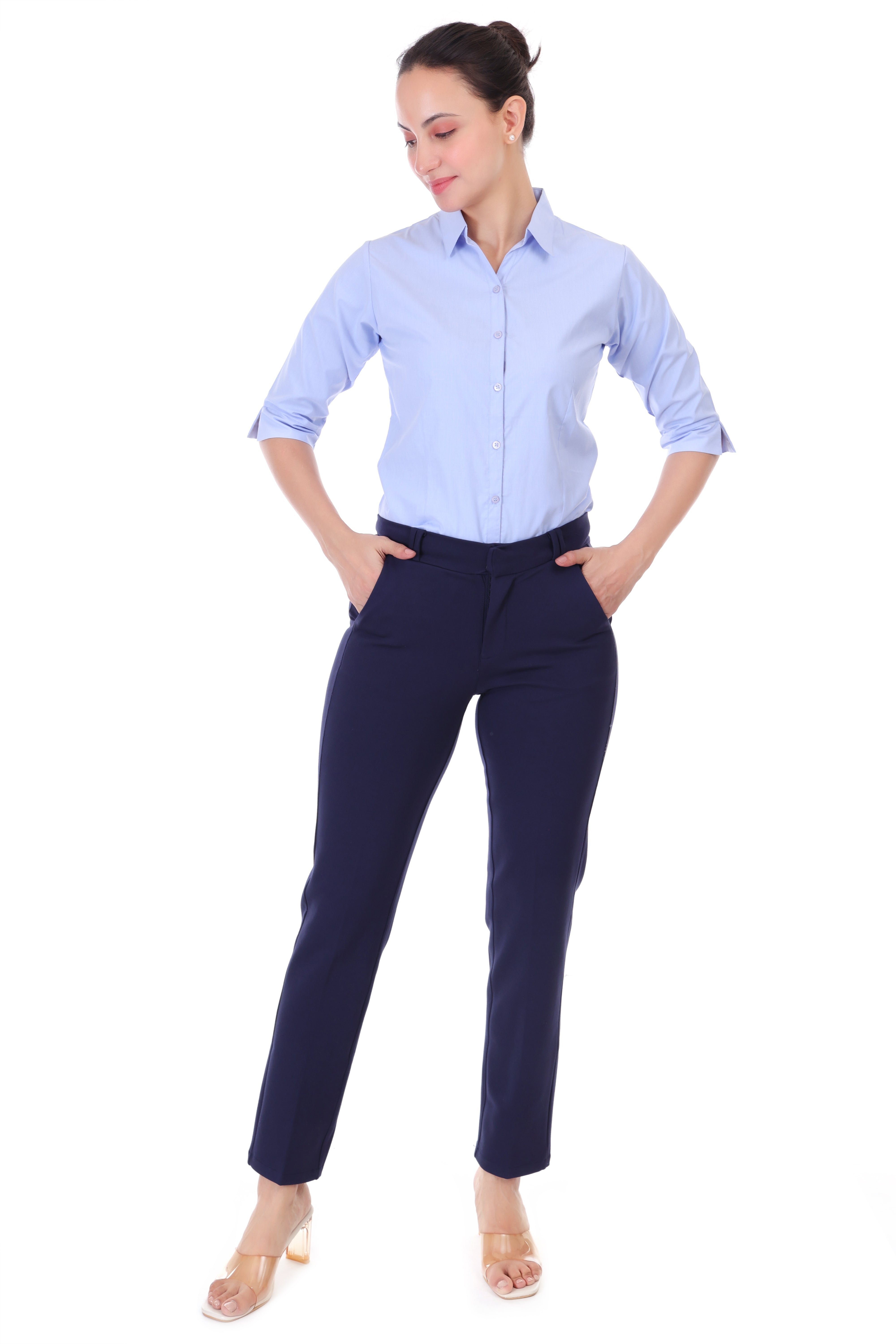 FORMAL STRAIGHT NAVY BLUE COLORED TROUSER