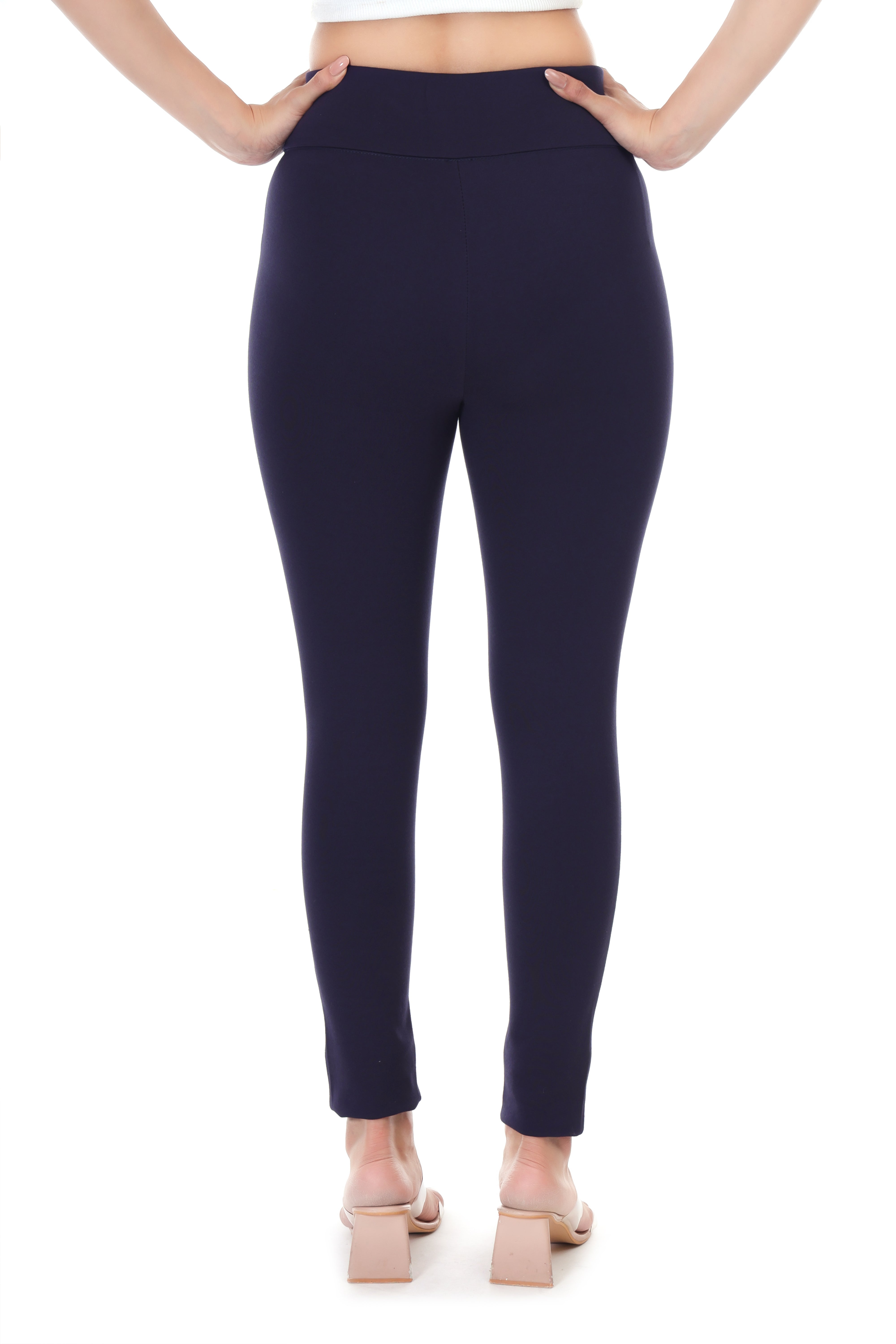 BUTTONED GRACE BELTED NAVY BLUE JEGGING