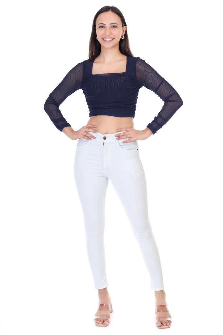 SQUARE NECK POWER NET CROP TOP