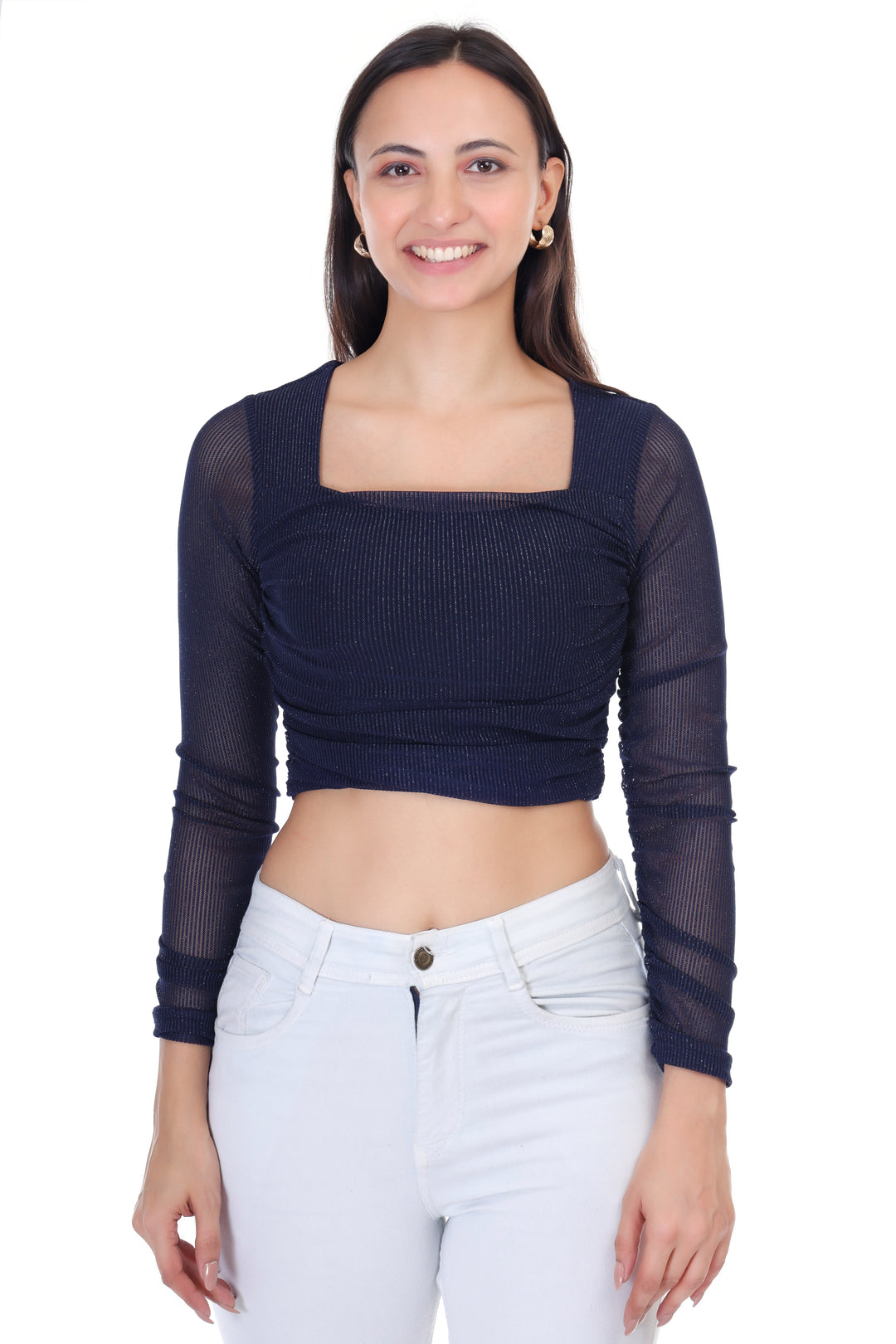SQUARE NECK POWER NET CROP TOP