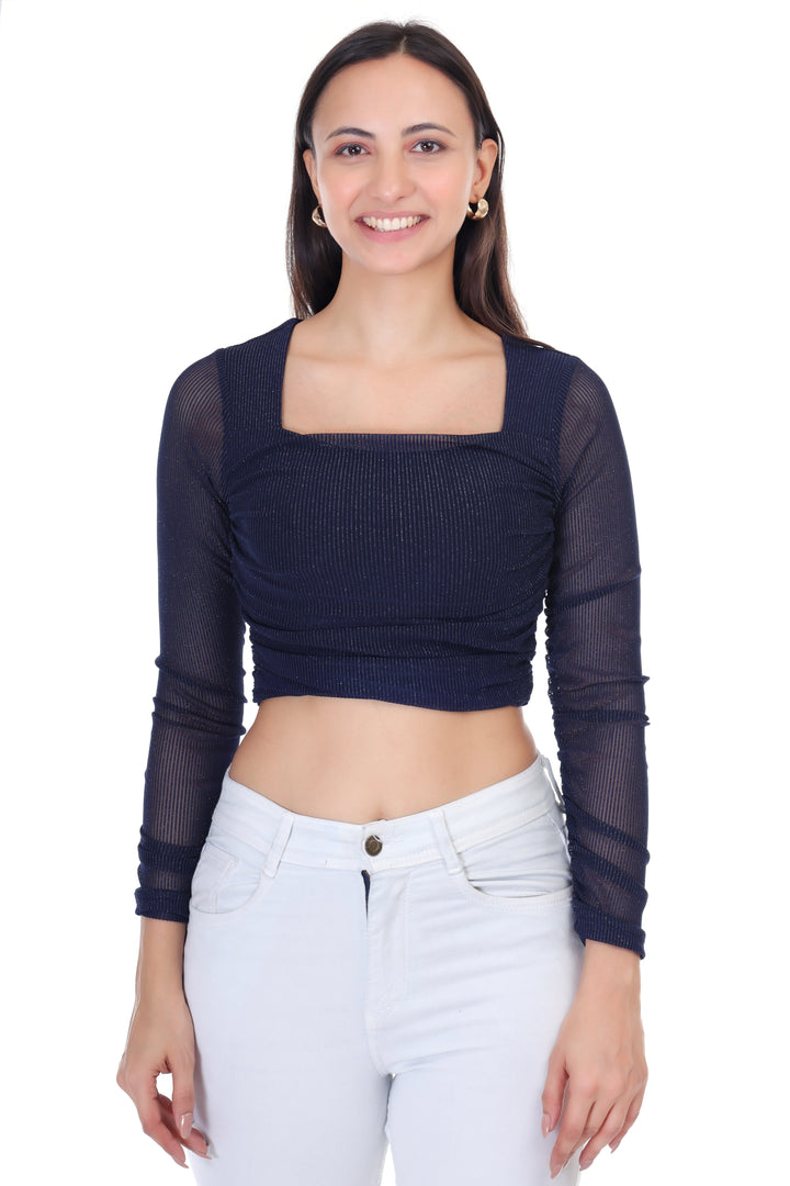 SQUARE NECK POWER NET CROP TOP
