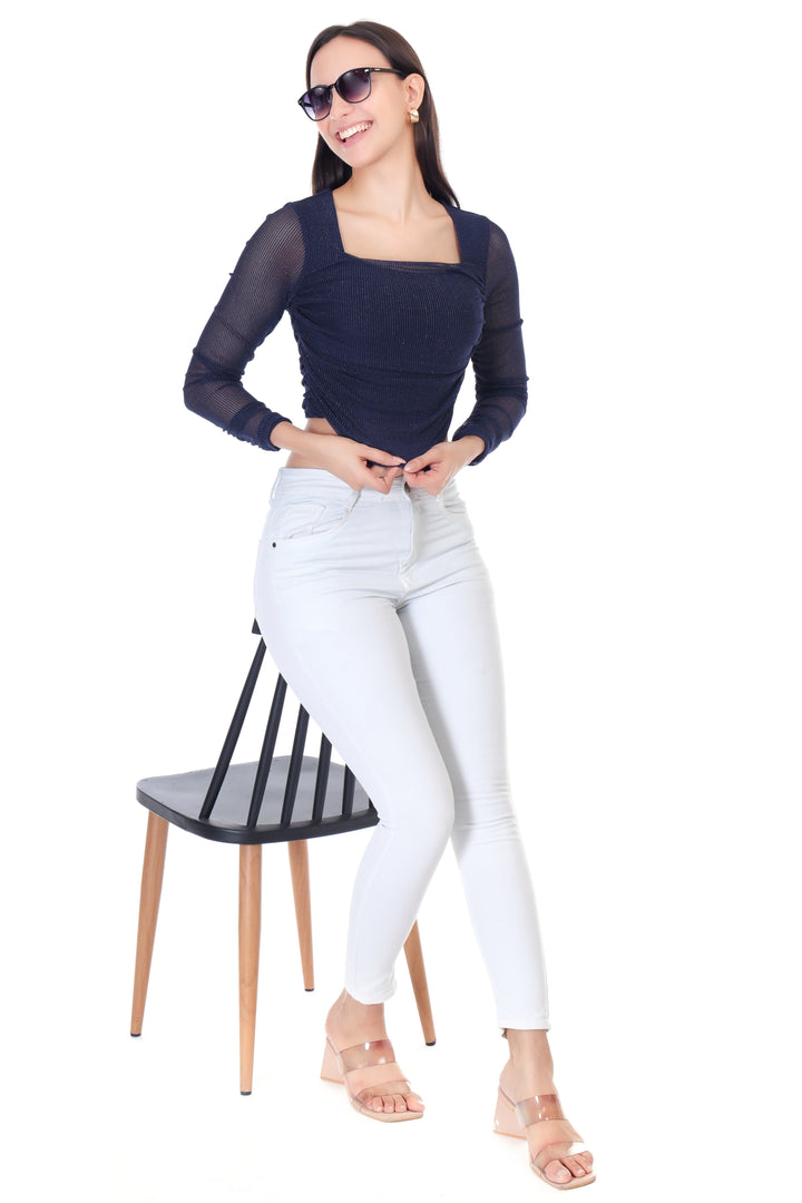SQUARE NECK POWER NET CROP TOP