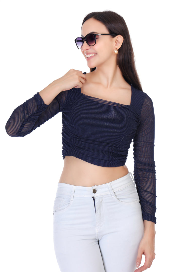 SQUARE NECK POWER NET CROP TOP