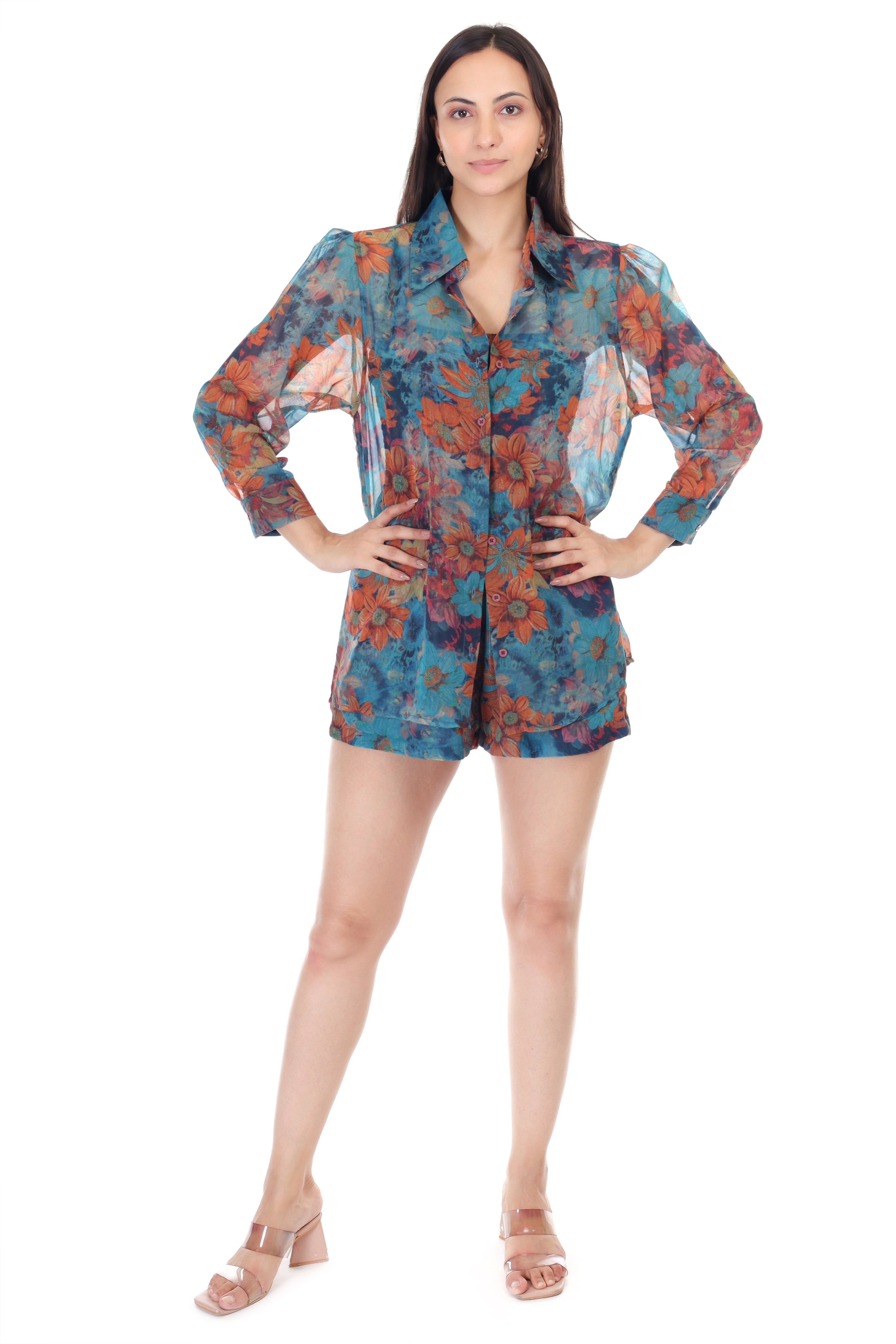 GEORGETTE PRINTED SHORT JUMPSUIT