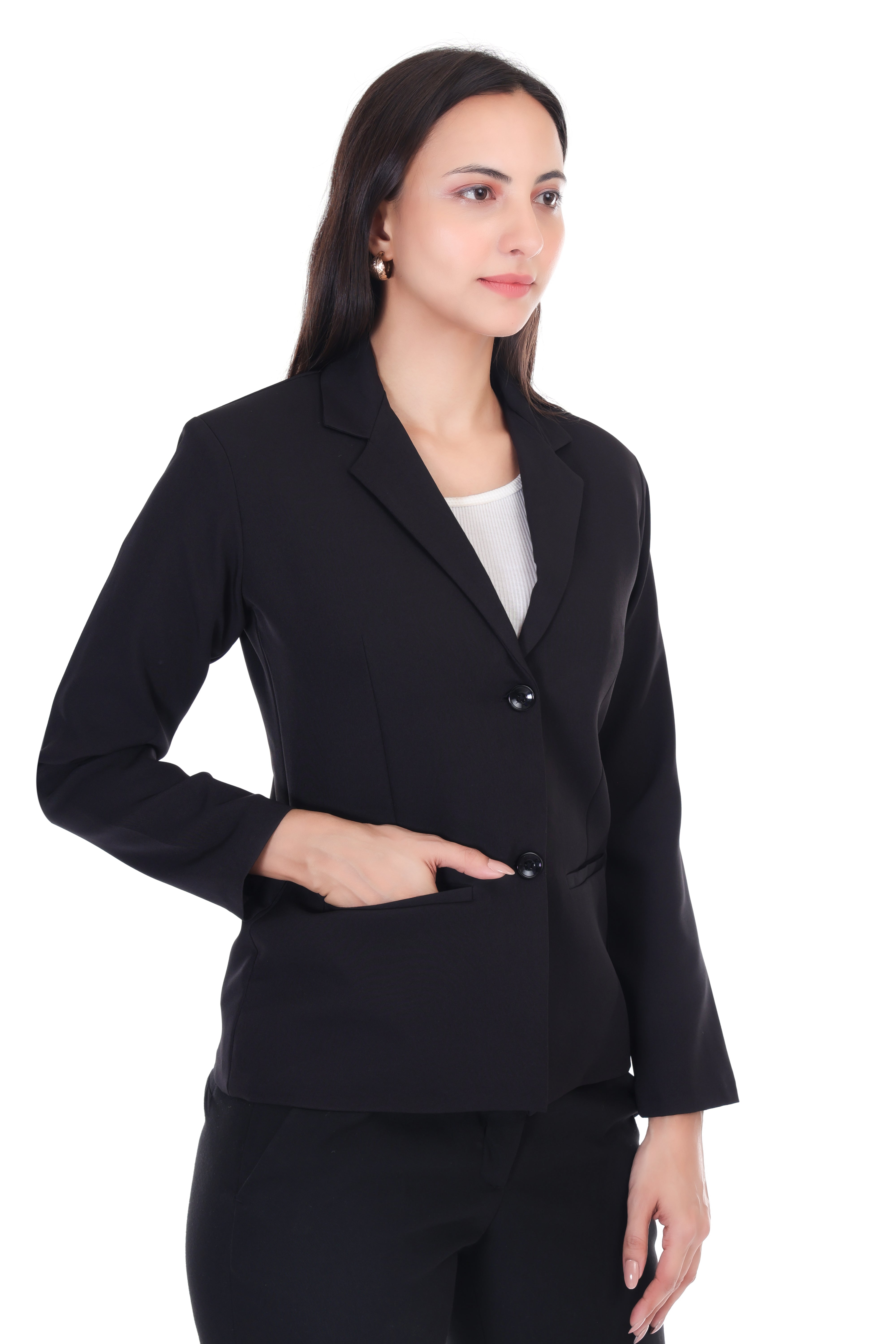 CLASSIC SINGLE BREASTED BLACK BLAZER PLUS SIZE