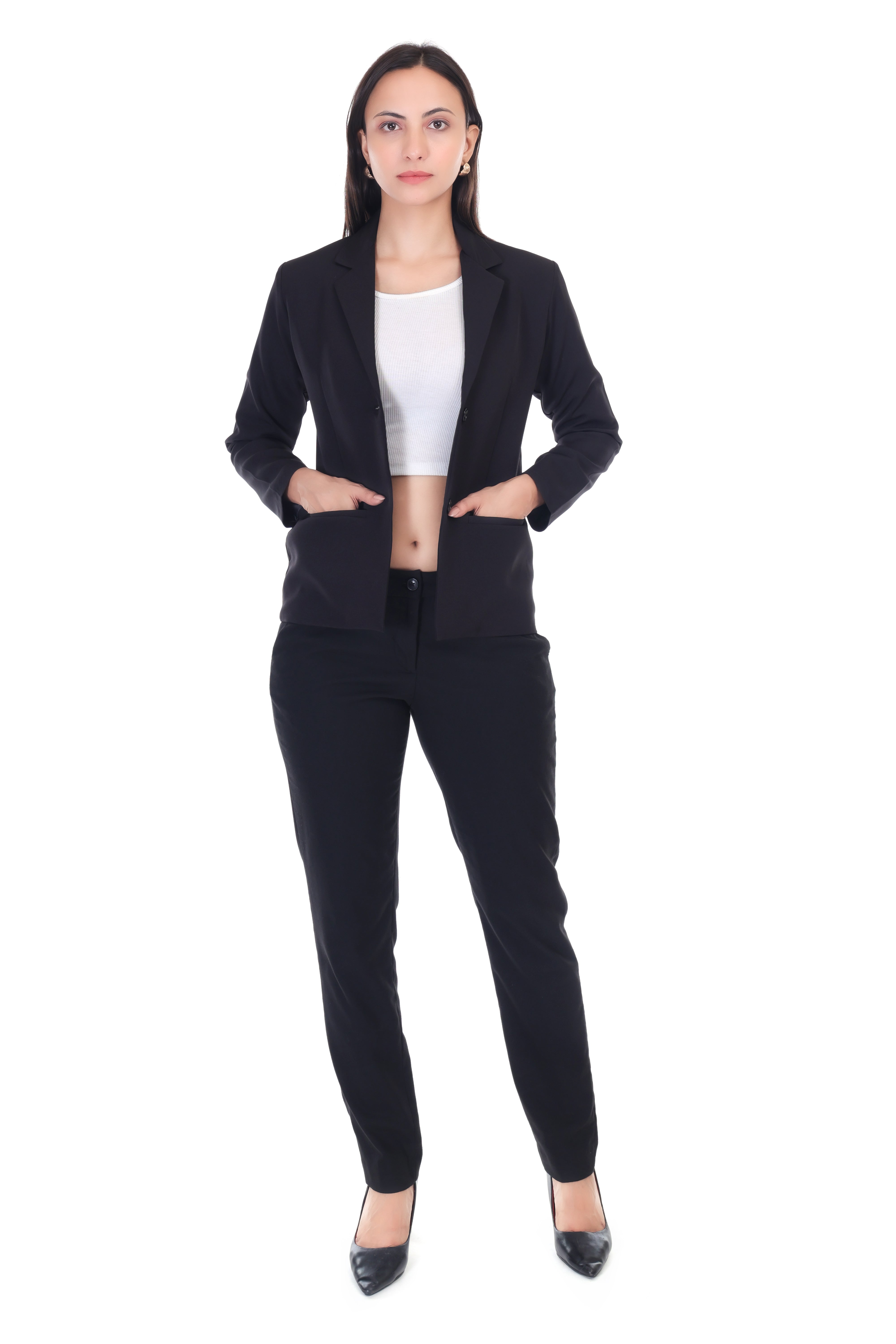 CLASSIC SINGLE BREASTED BLACK BLAZER PLUS SIZE