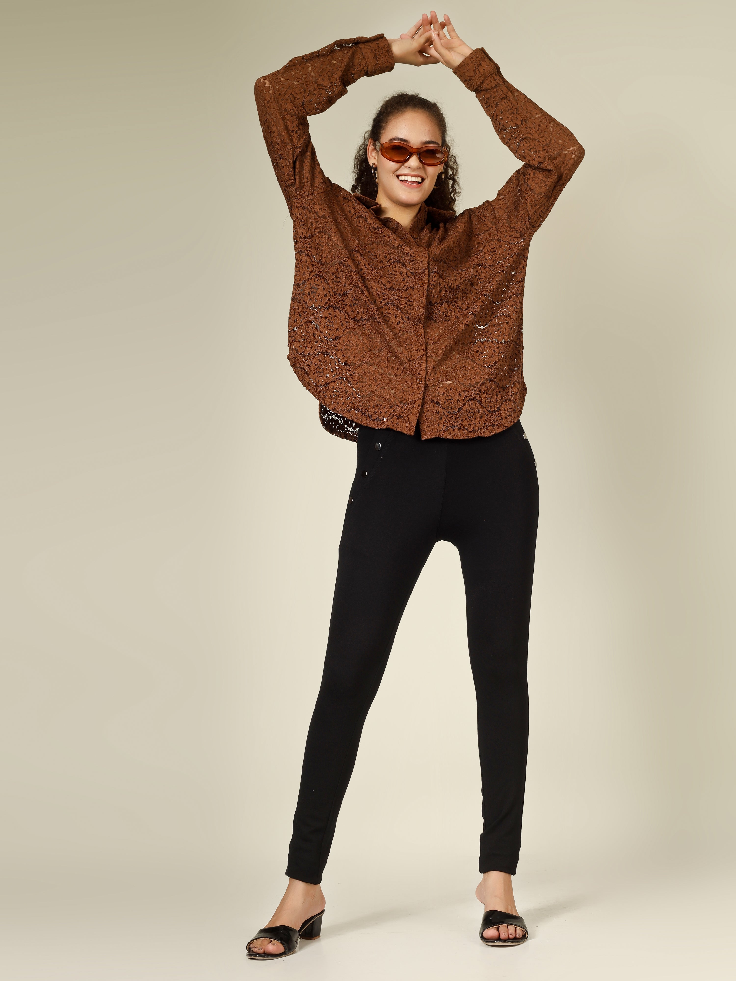 DETAILED CROCHET OPEN SHIRT & TUBE