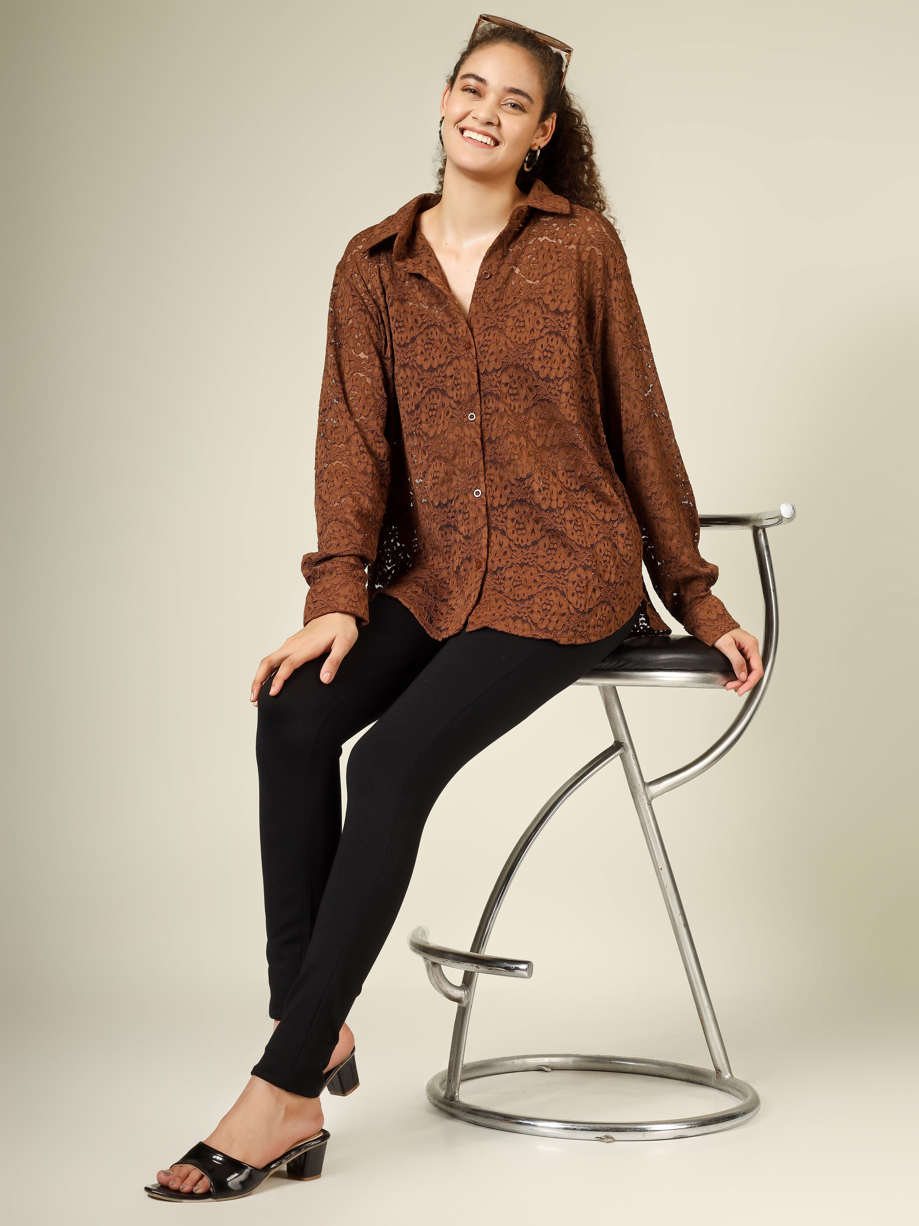 DETAILED CROCHET OPEN SHIRT & TUBE
