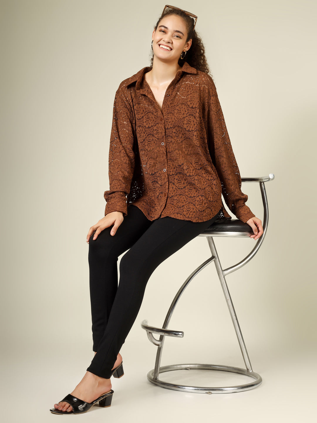 DETAILED CROCHET OPEN SHIRT & TUBE