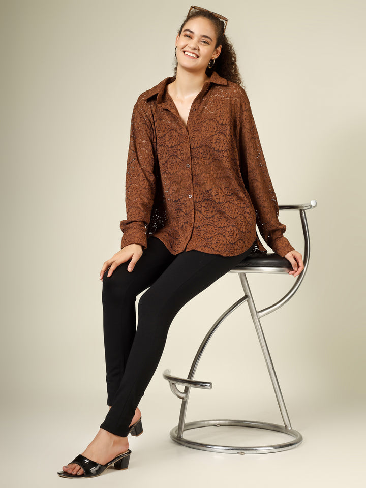 DETAILED CROCHET OPEN SHIRT & TUBE