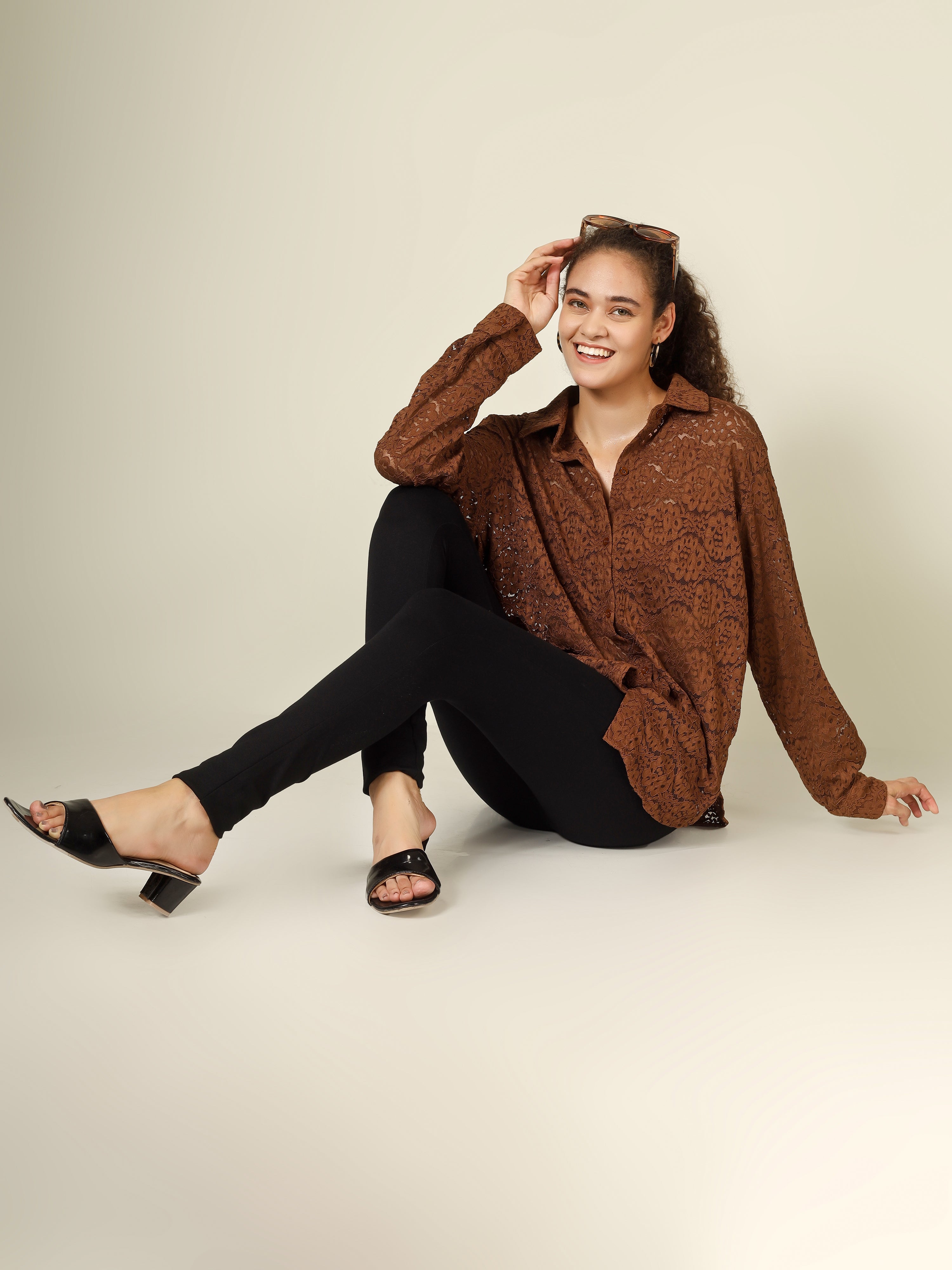 DETAILED CROCHET OPEN SHIRT & TUBE